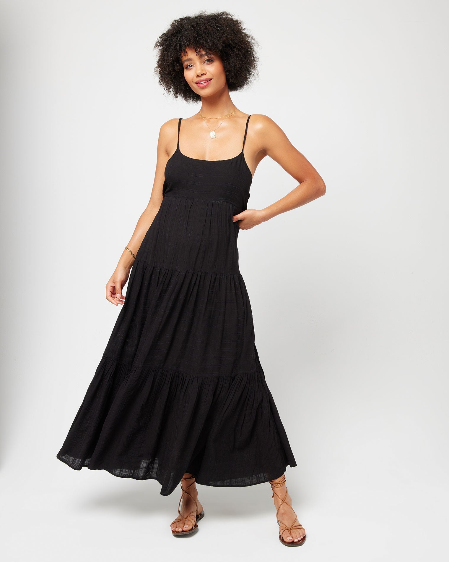 Santorini Dress - Black Black | Model: Valyn (size: S)