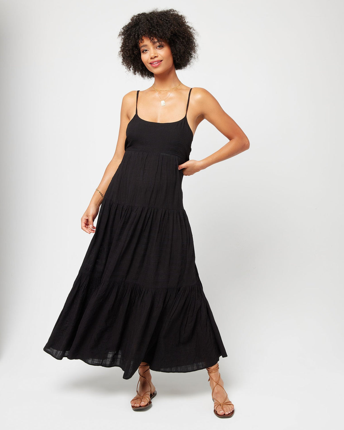 Santorini Dress - Black Black | Model: Valyn (size: S)