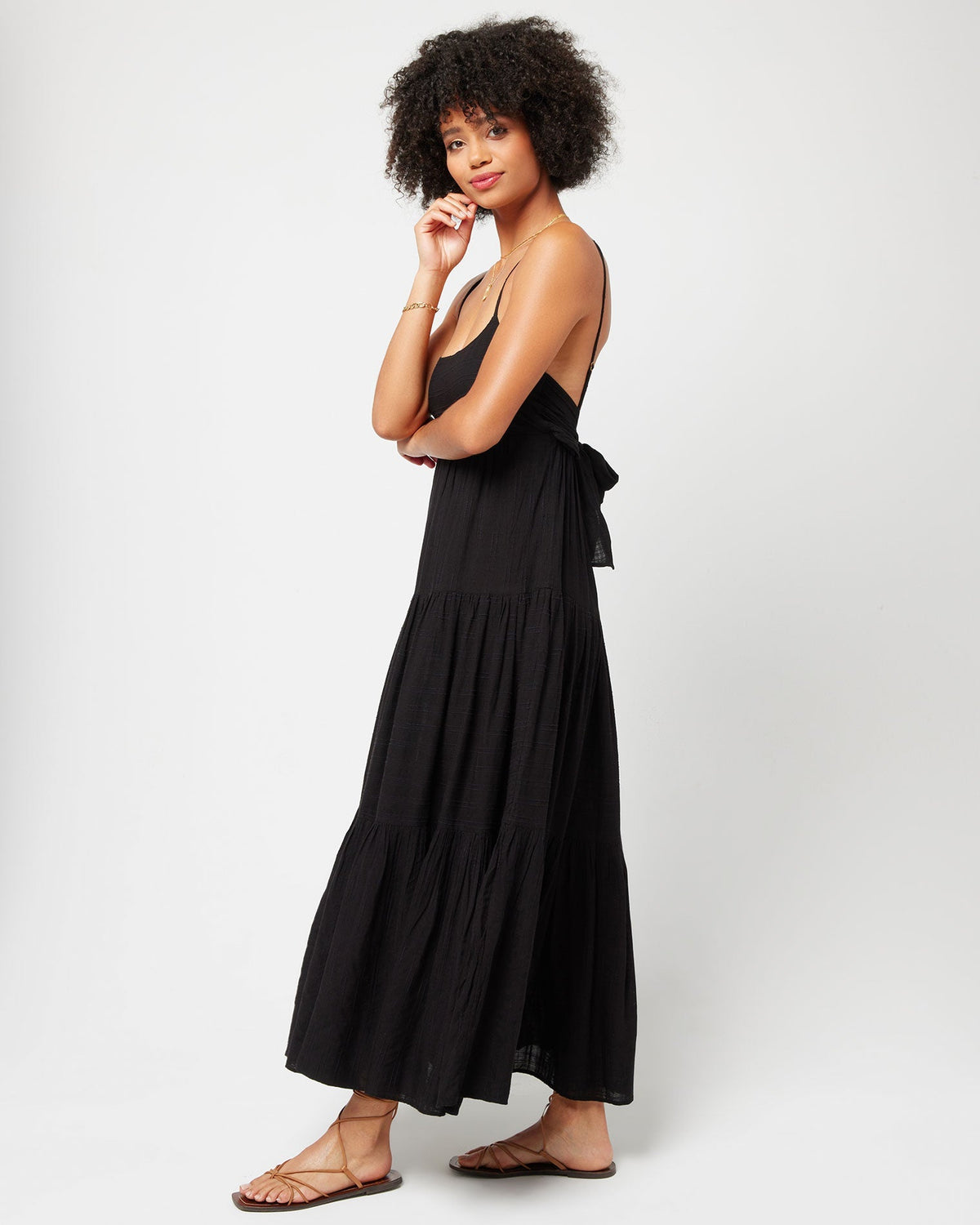 Santorini Dress - Black Black | Model: Valyn (size: S)