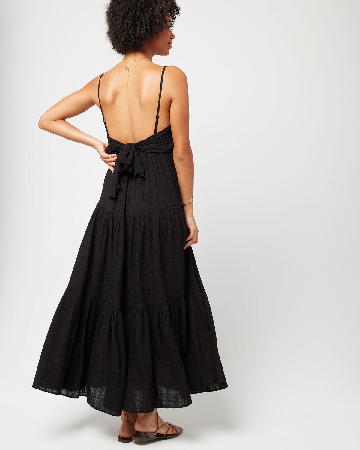 Santorini Dress - Black Black | Model: Valyn (size: S)