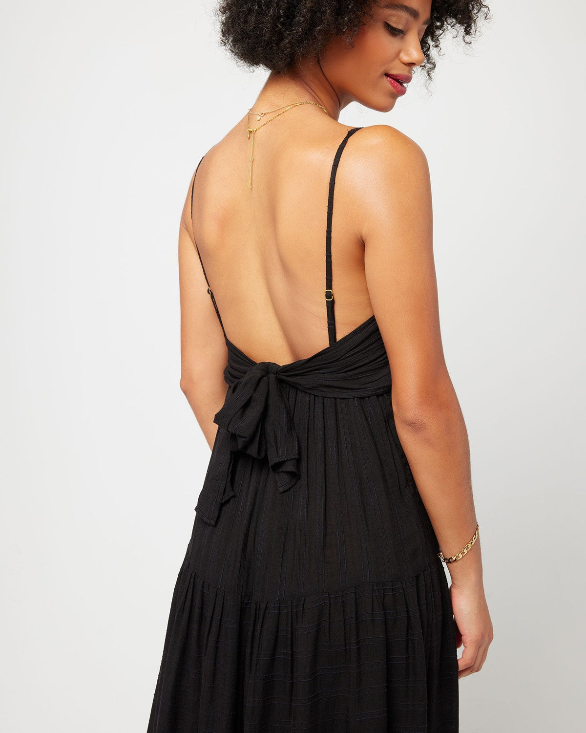 Santorini Dress - Black Black | Model: Valyn (size: S)