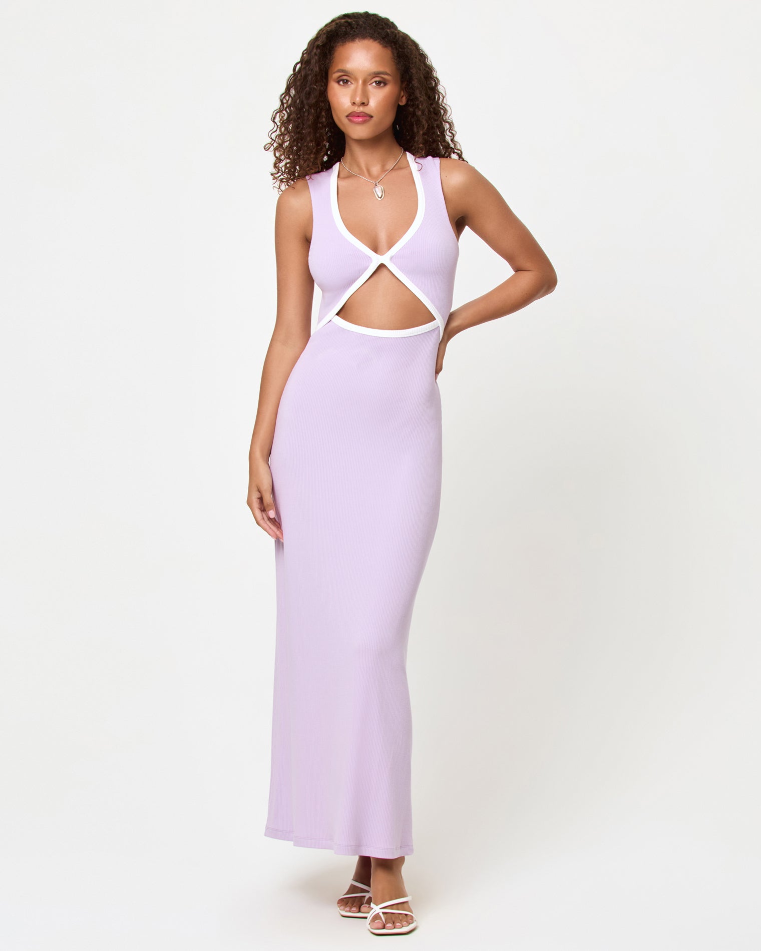 Steph Dress - Lilac-Cream Steph Dress - Lilac-Cream