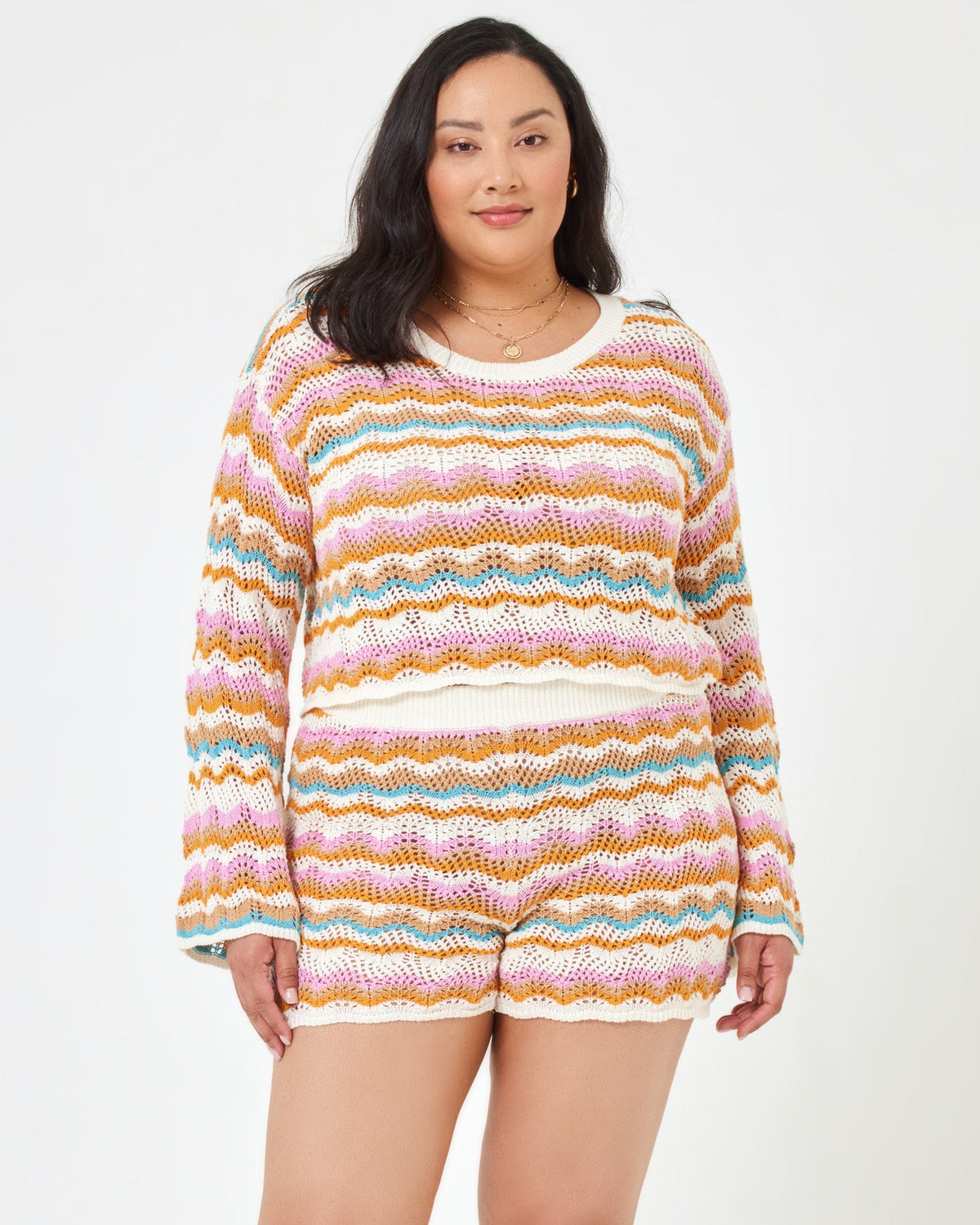 Sun Ray Sweater Daybreak Stripe | Model: Bianca (size: XL)
