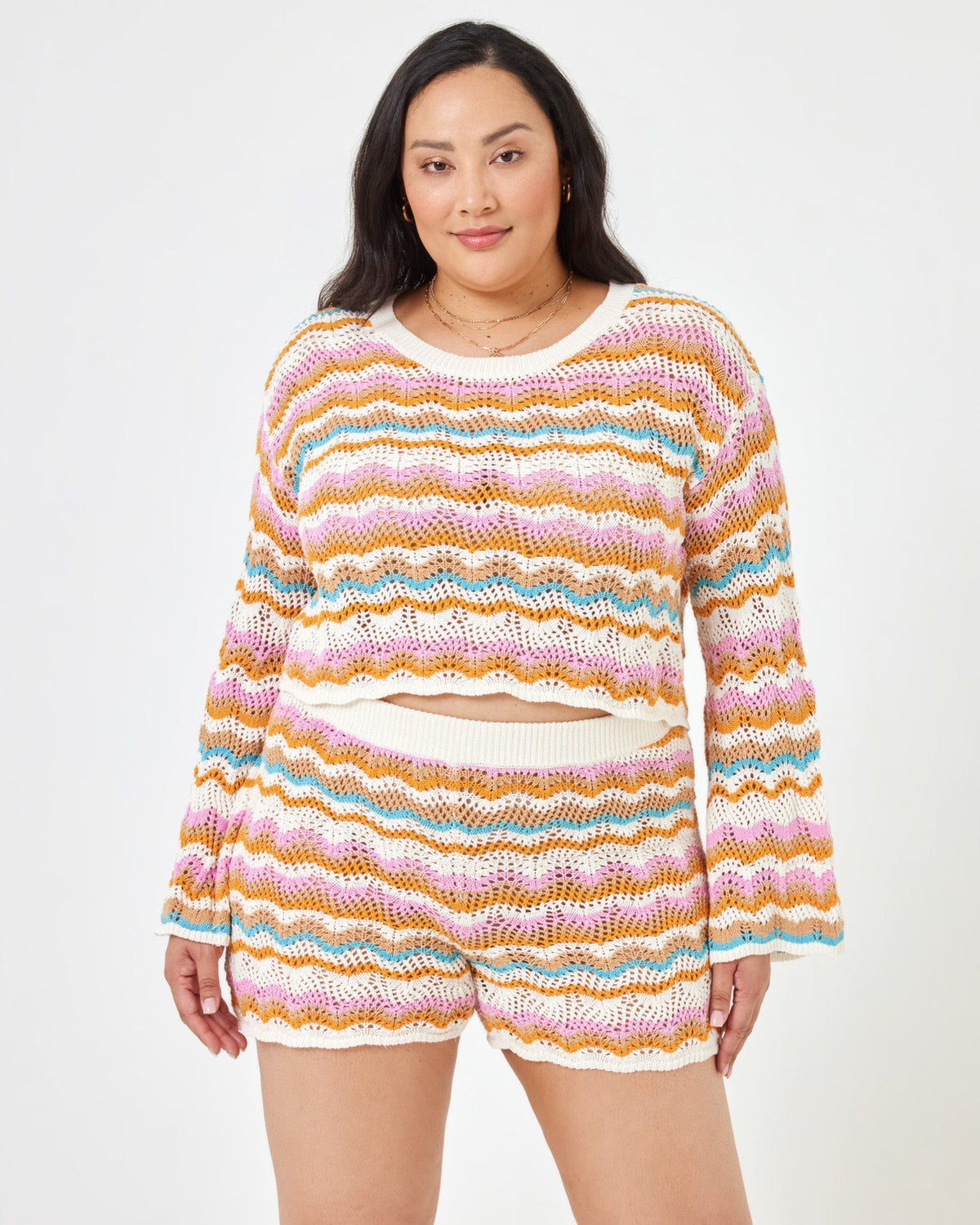 Sun Ray Sweater Daybreak Stripe | Model: Bianca (size: XL)