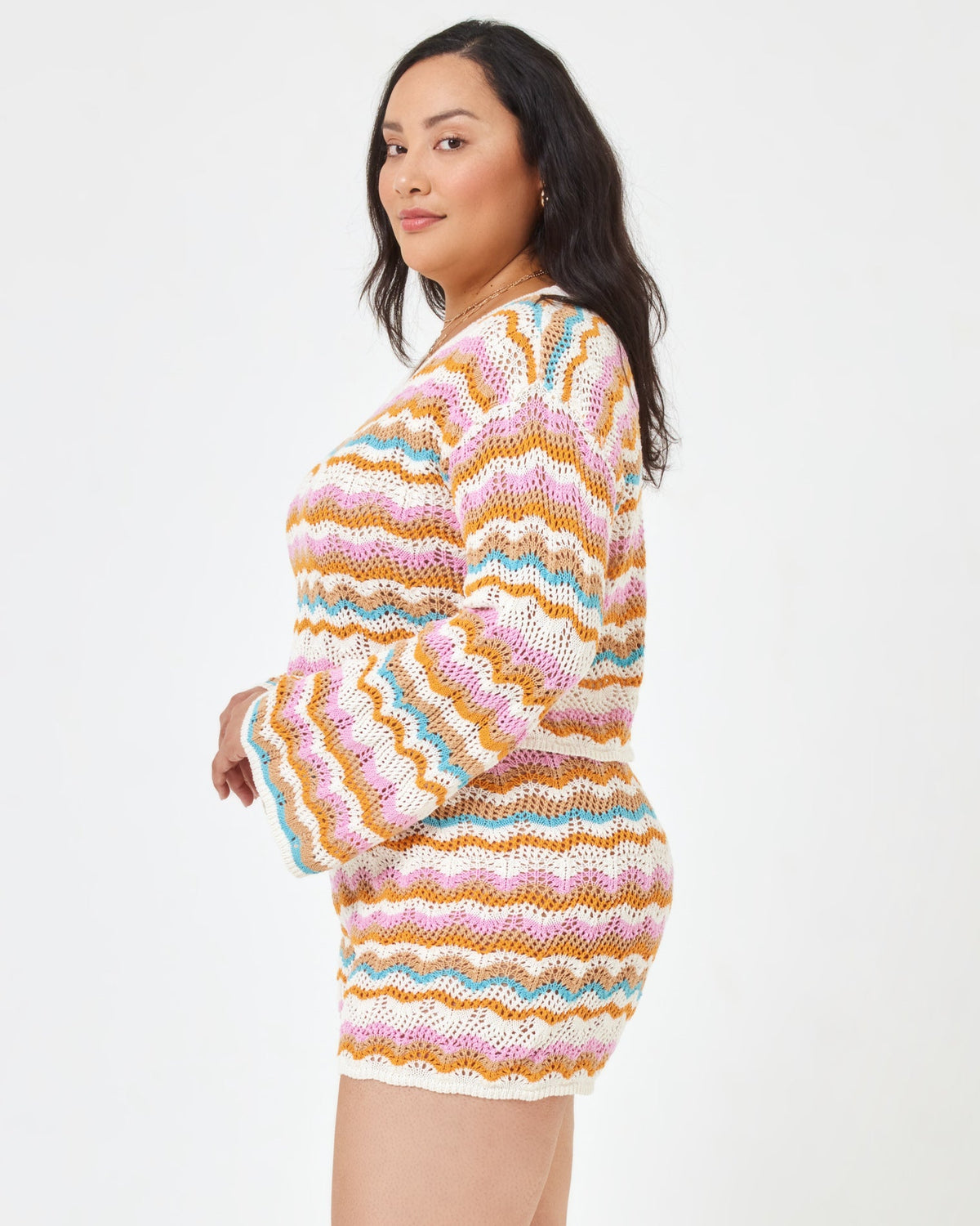 Sun Ray Sweater Daybreak Stripe | Model: Bianca (size: XL)
