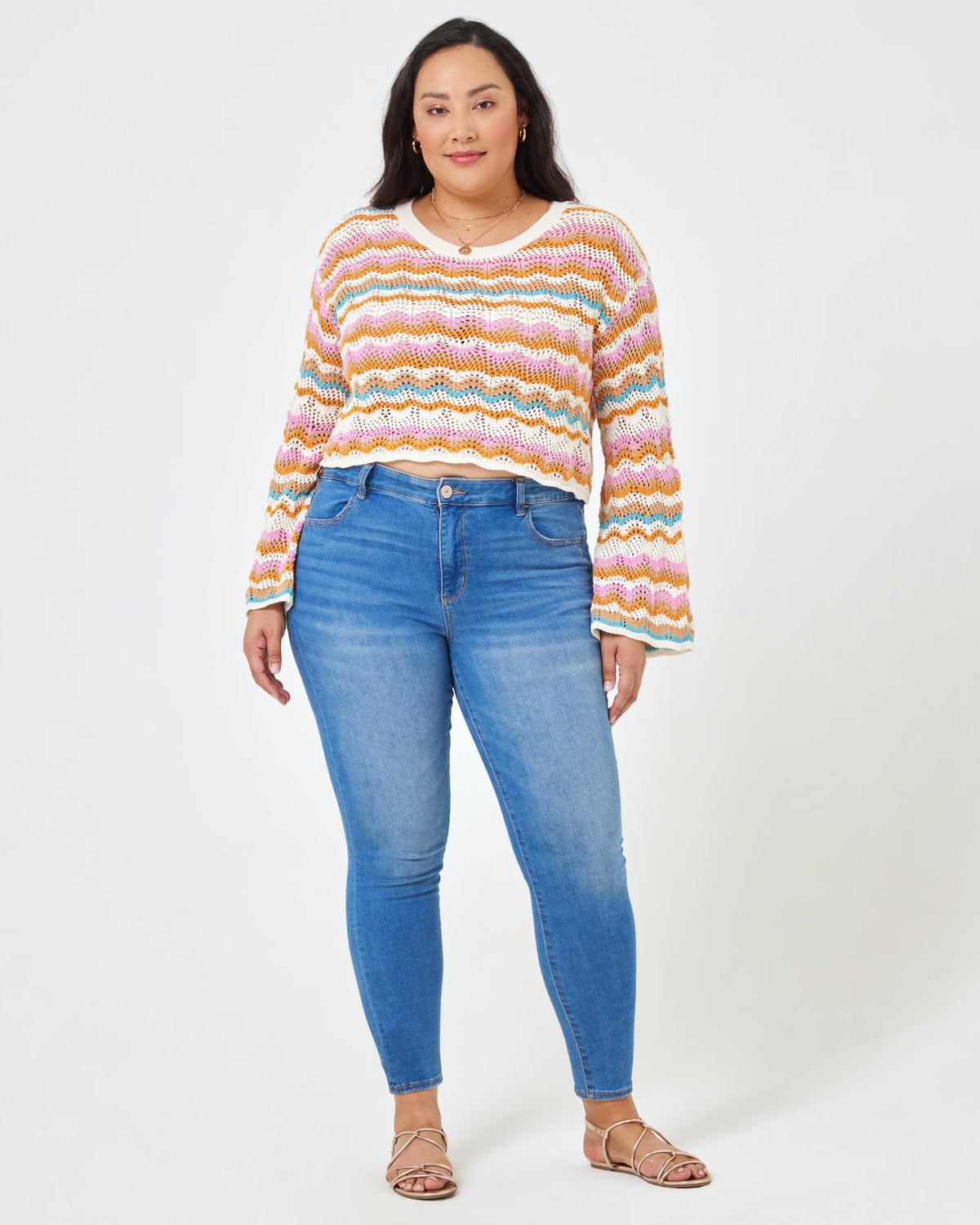Sun Ray Sweater Daybreak Stripe | Model: Bianca (size: XL)