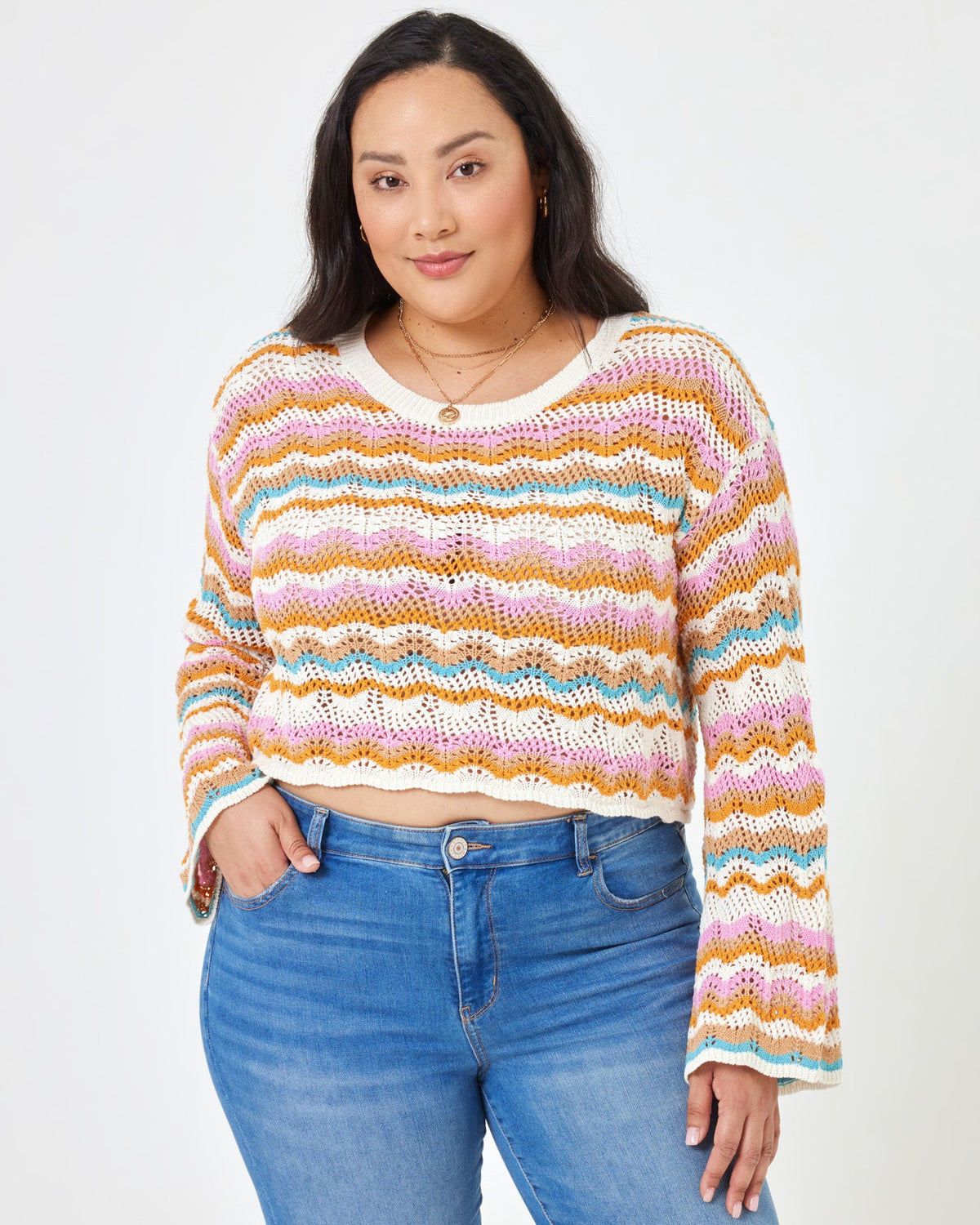 Sun Ray Sweater Daybreak Stripe | Model: Bianca (size: XL)