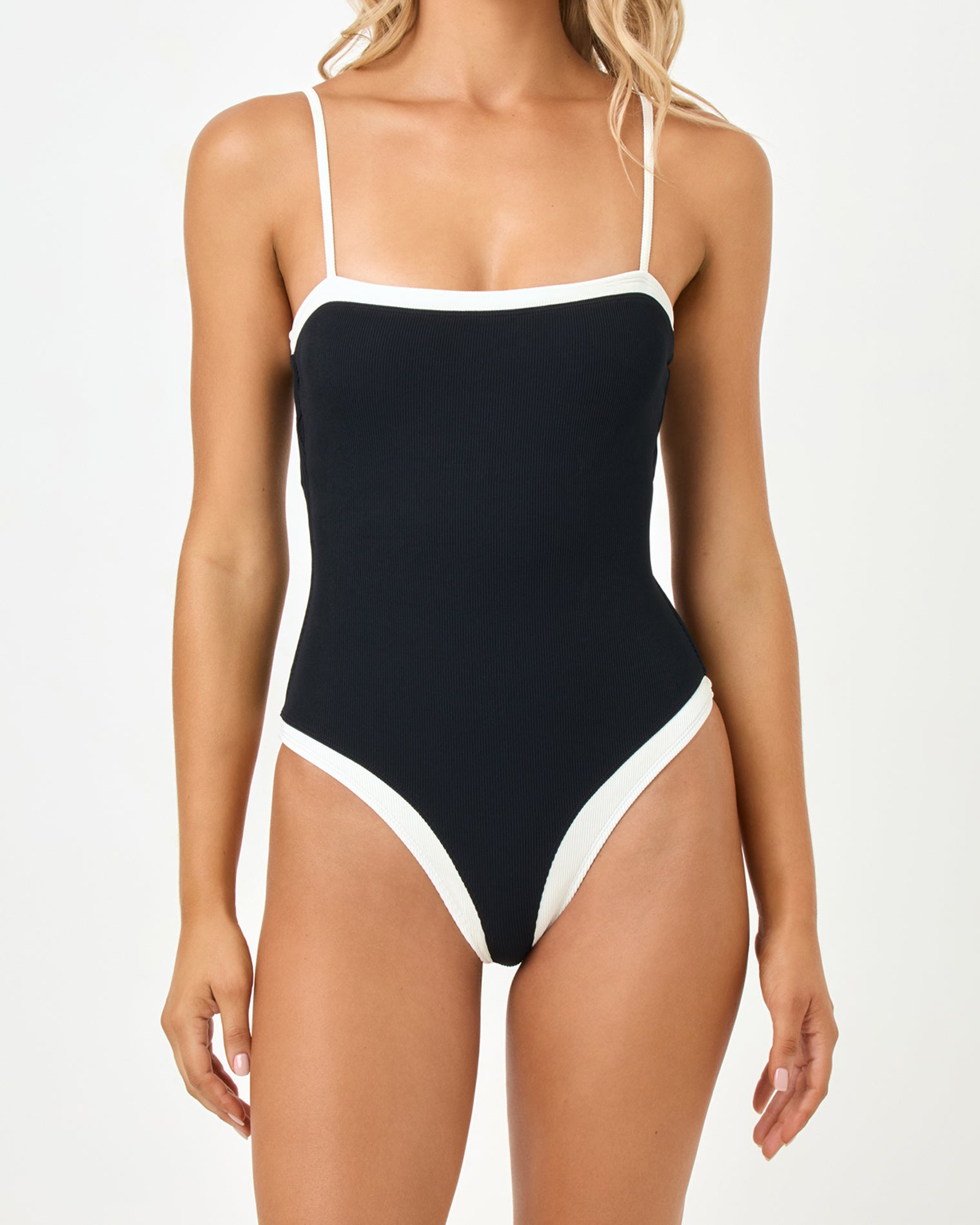 Tess One Piece Swimsuit - Black-Cream Tess One Piece Swimsuit - Black-Cream