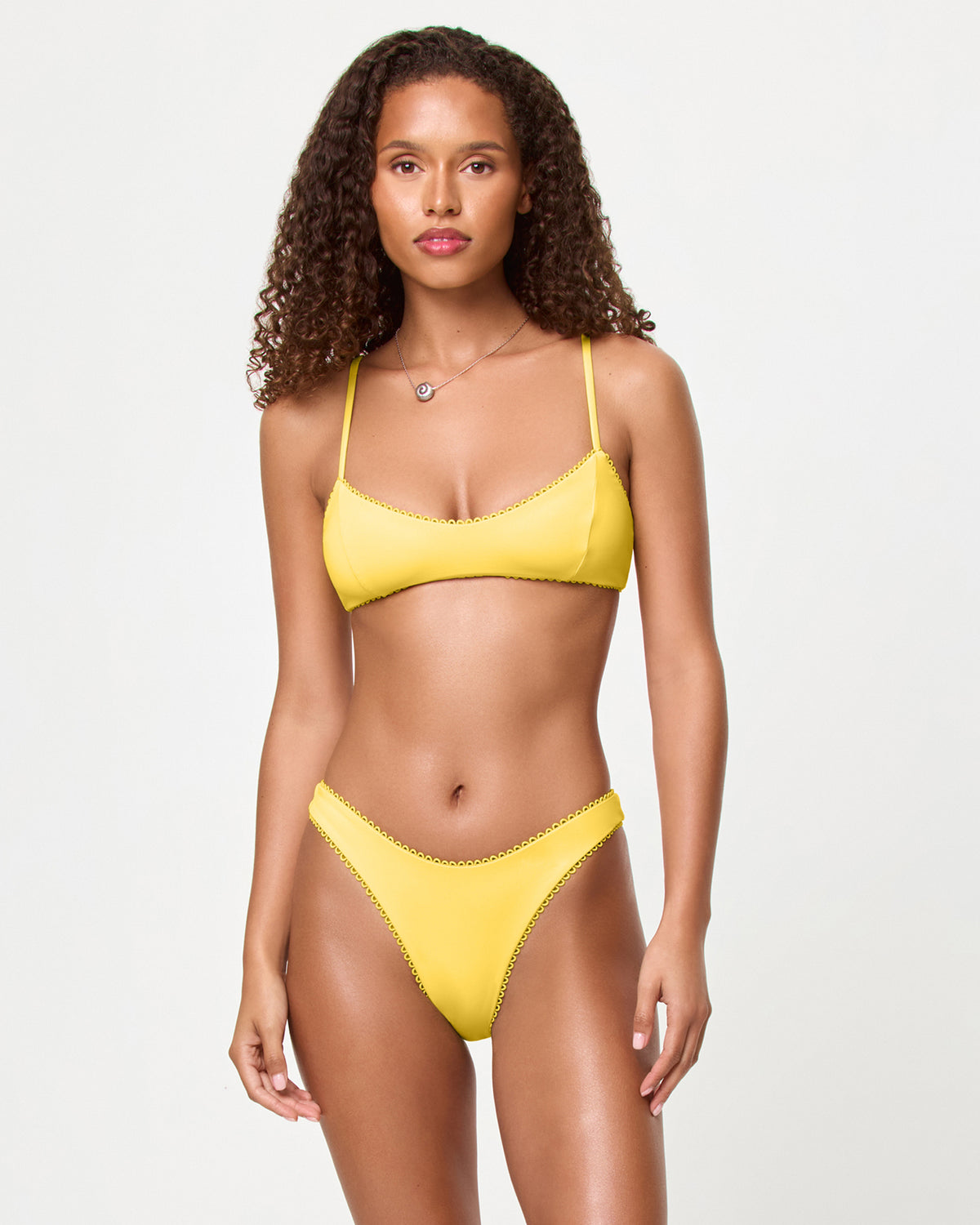 Whimsy Bikini Top - Ditsy LSPACE Whimsy bikini top in Ditsy, front view on model.