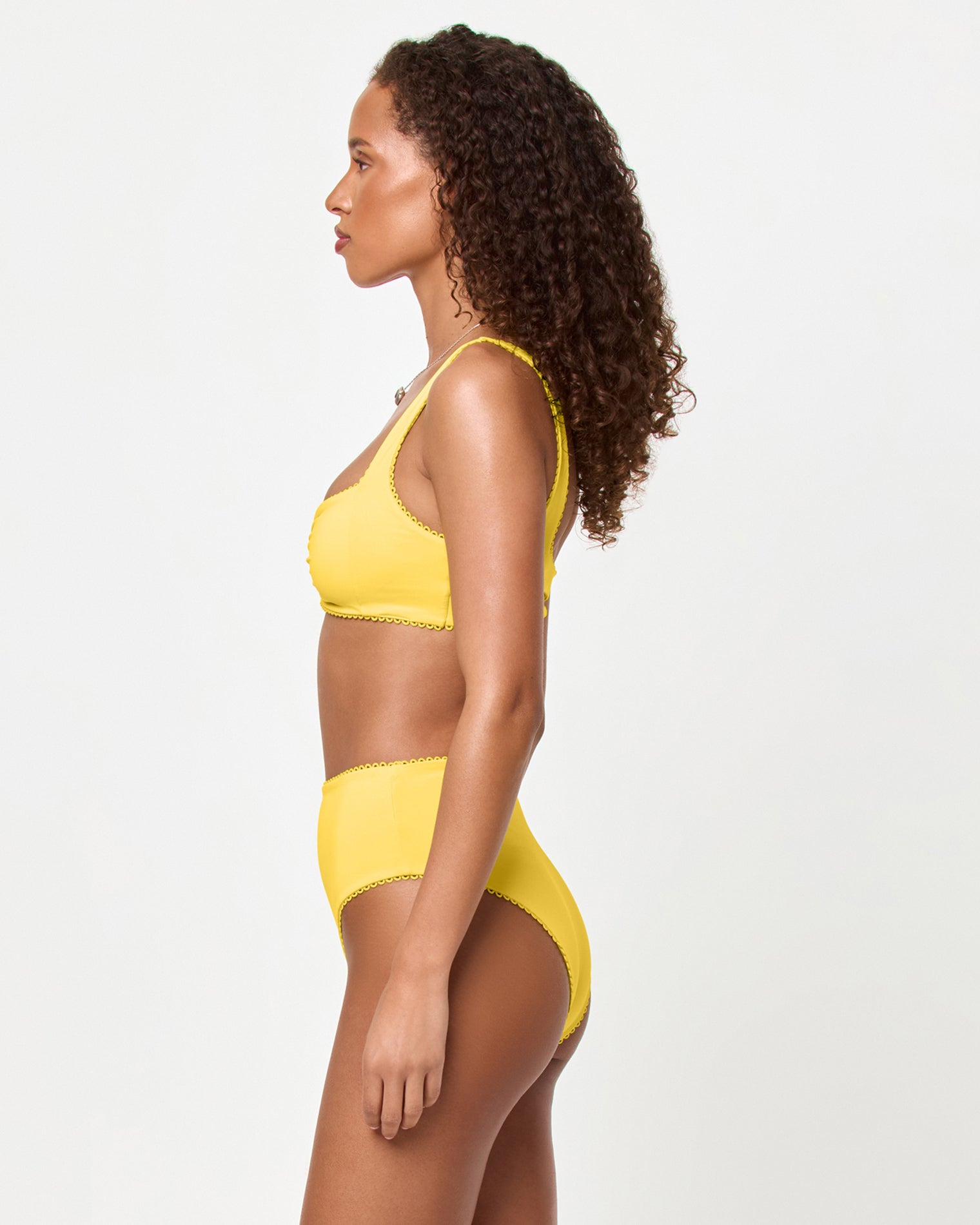Effie Bikini Top - Ditsy LSPACE Effie bikini top and Soleil bikini bottom in Ditsy, side view on model.