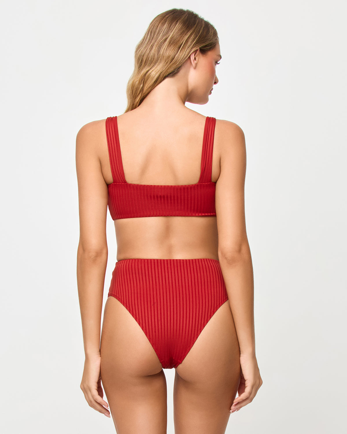 Gigi Bikini Bottom - Redwood LSPACE Lana bikini top in redwood, front view on model.