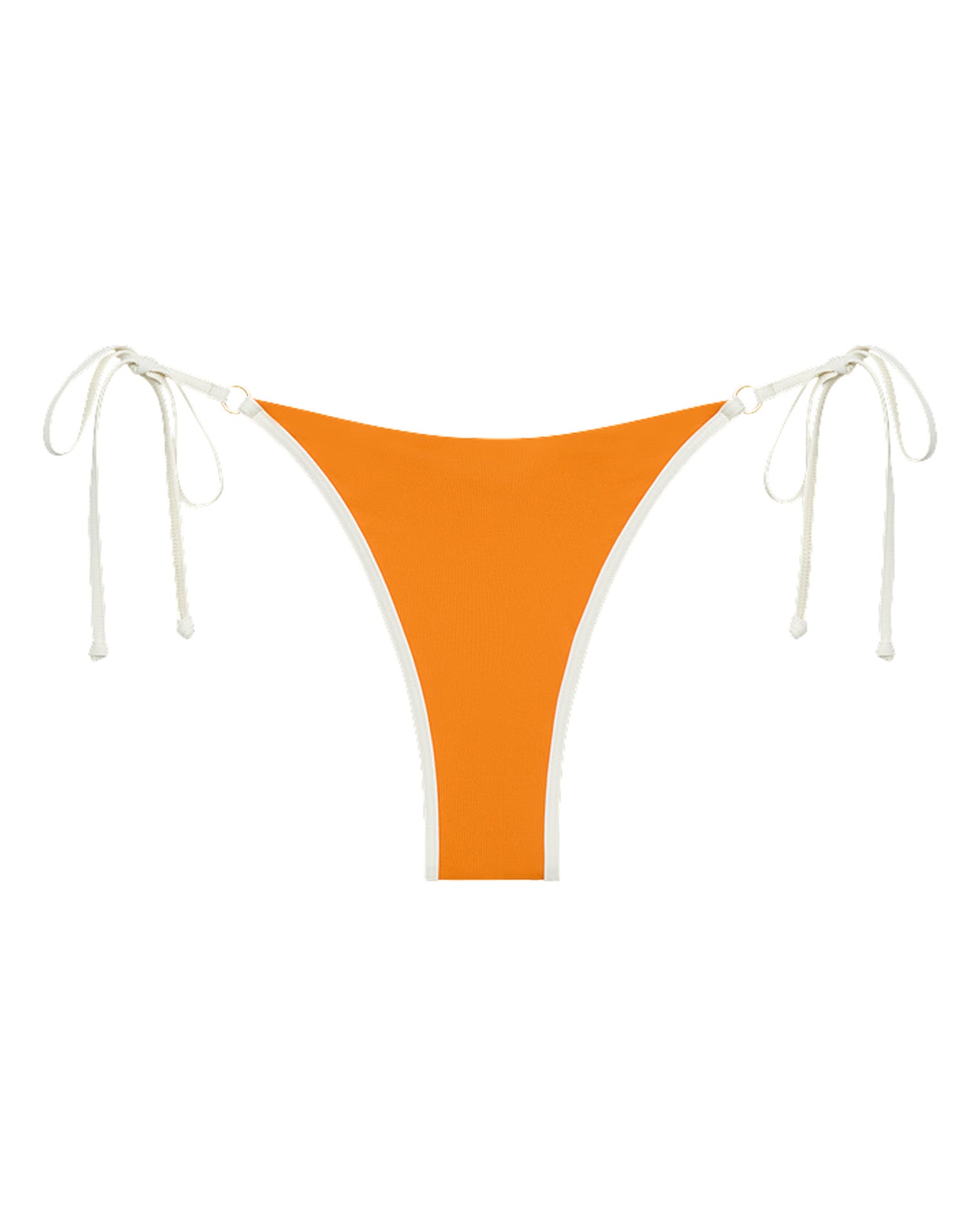 x The Salty Blonde Banning Bikini Bottom - Citron-Cream Off-model flat lay of the LSPACE x The Salty Blonde Citron-Cream Banning Bikini Bottom with cream side ties and contrast cream trim.
