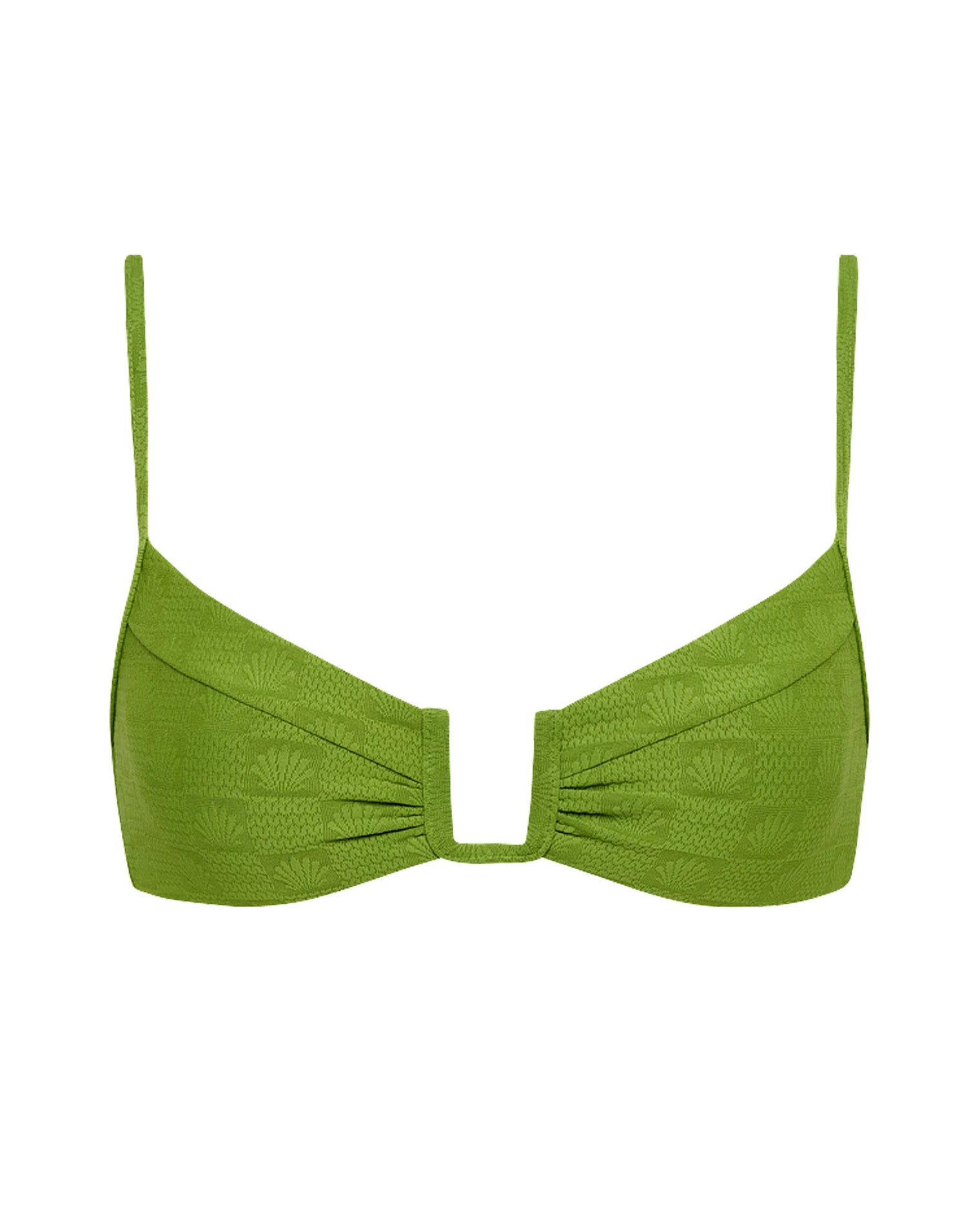 x The Salty Blonde Peyton Bikini Top - Verdant Off-model front view of the LSPACE x The Salty Blonde Verdant Peyton Bikini Top.