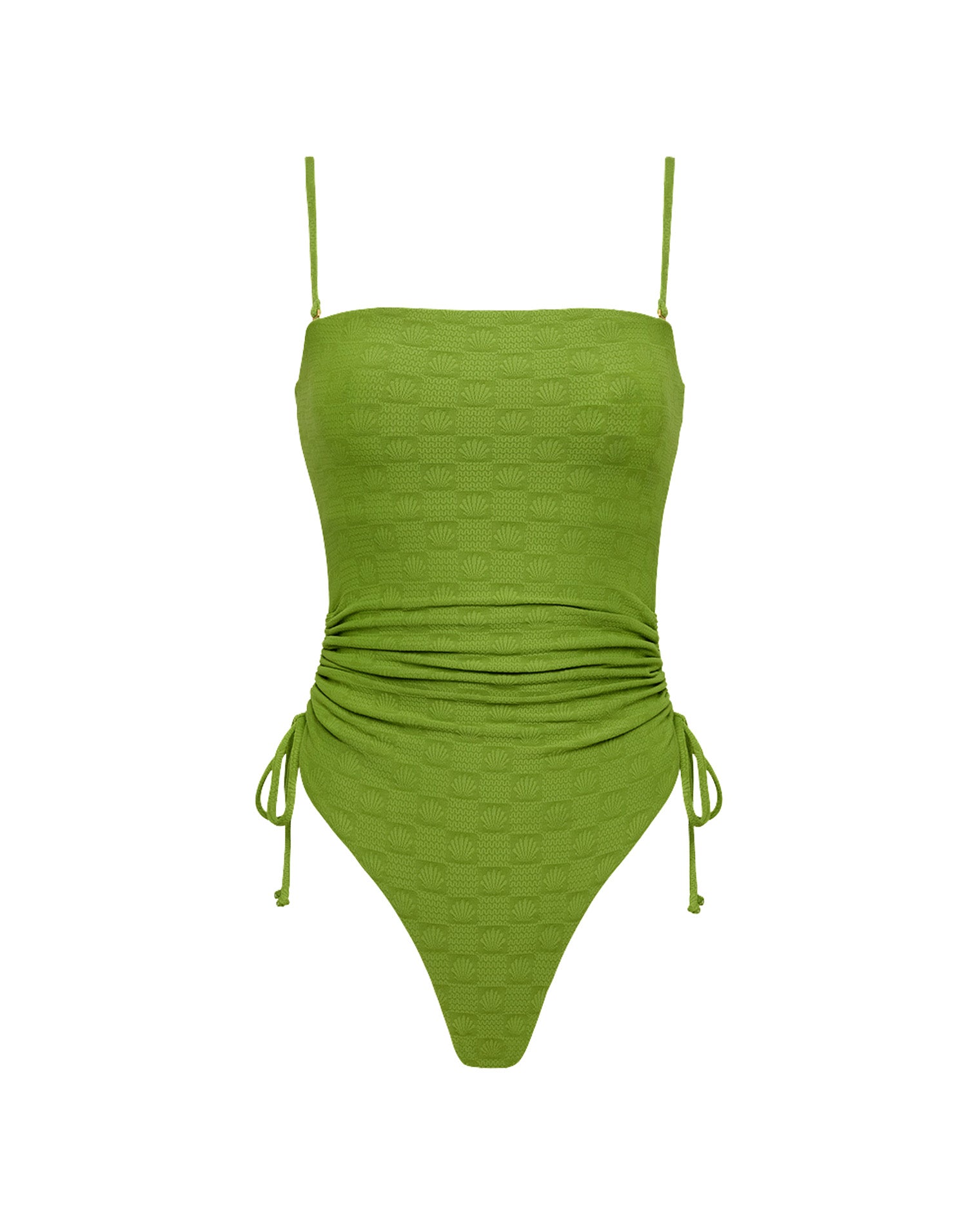 x The Salty Blonde Elise One Piece Swimsuit - Verdant Off-model front view of the LSPACE x The Salty Blonde Verdant Elise One Piece Swimsuit.