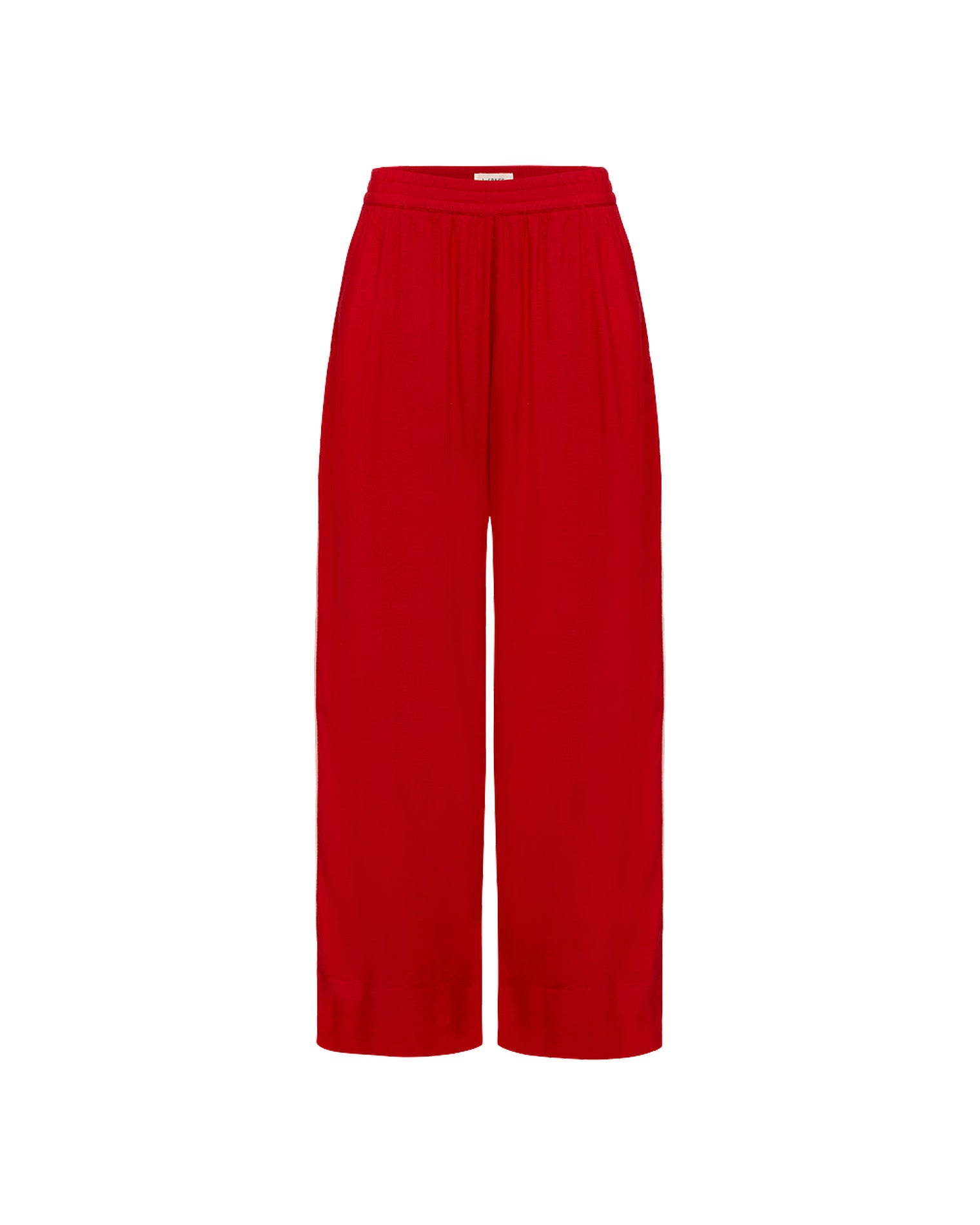 x The Salty Blonde Sur Pant - Flame-Cream Off-model view of the LSPACE x The Salty Blonde Sur Pant in flame-cream, displayed flat to show the wide-leg silhouette and gathered waistband in flame red.