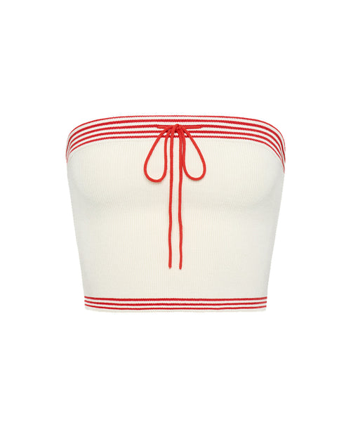 Off-model image of the LSPACE x The Salty Blonde Del Sol Tube Top in cream-flame on a clean background.