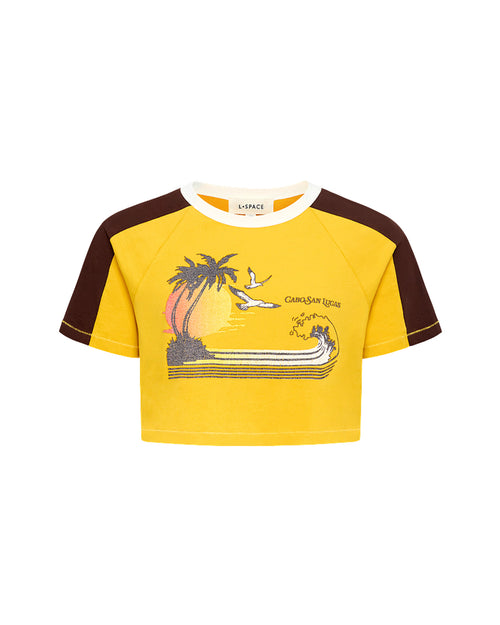 Off-model image of the LSPACE x The Salty Blonde Costa Crop Top in cabo sunset on a clean background.