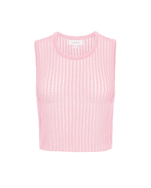 LSPACE Sander Top in Rosewater, off-model flat lay.