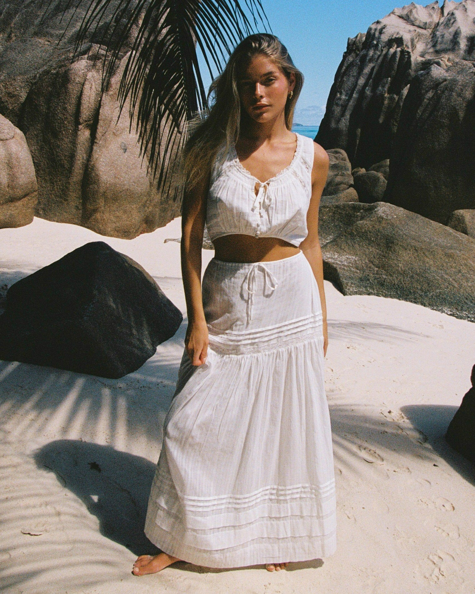 Reia White Midi Skirt | LSPACE
