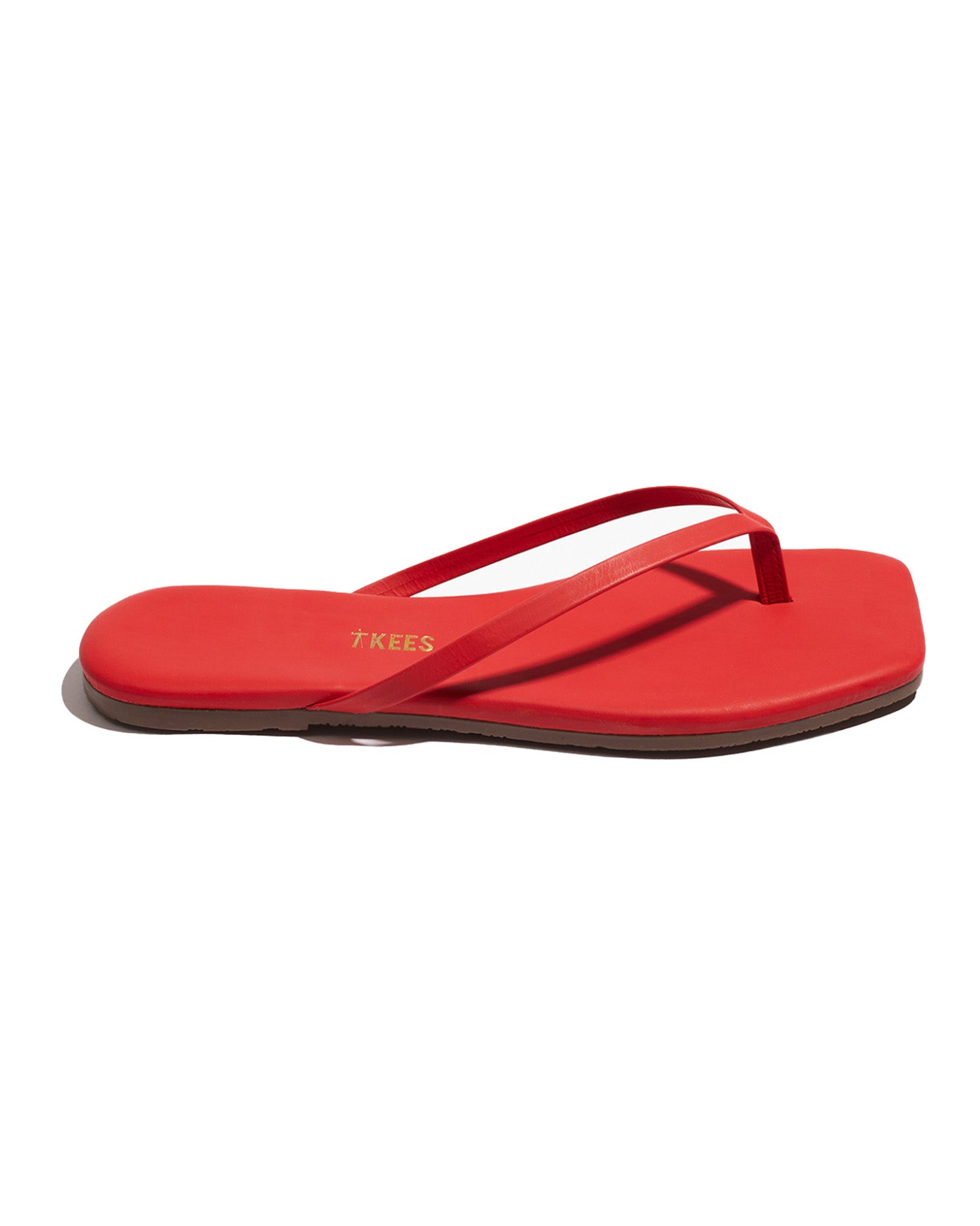 TKEES Square Toe Lily Sandals - Red Side view of the TKEES Square Toe Lily Sandals in red.