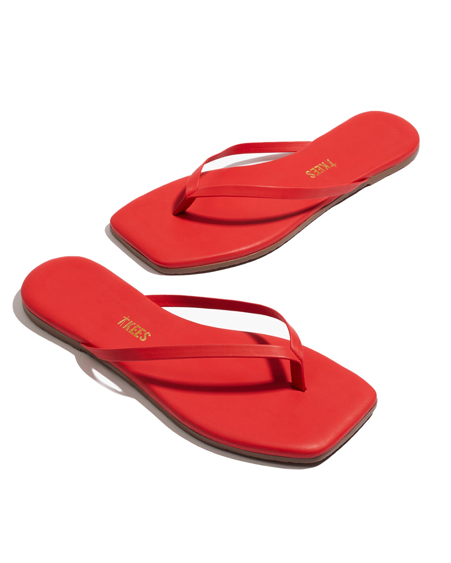 TKEES Square Toe Lily Sandals - Red Off-model angled view of the TKEES Square Toe Lily Sandals in red.