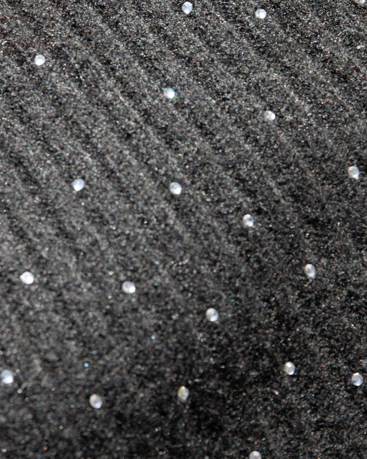 Starry Night Cardigan - Black Close up image of the Starry Night Fabric in black.