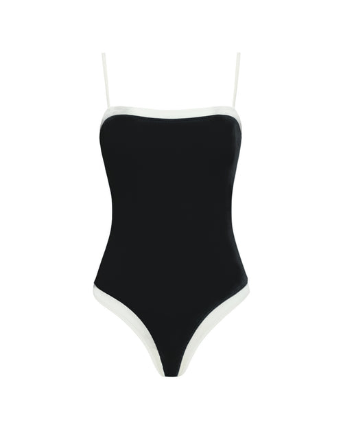 Off-model front view of the LSPACE black-cream Tess One Piece Swimsuit.