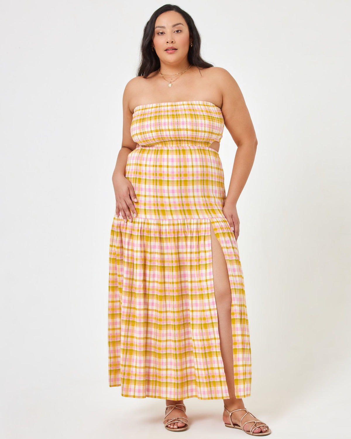 Tina Dress Shes All Plaid | Model: Bianca (size: XL)
