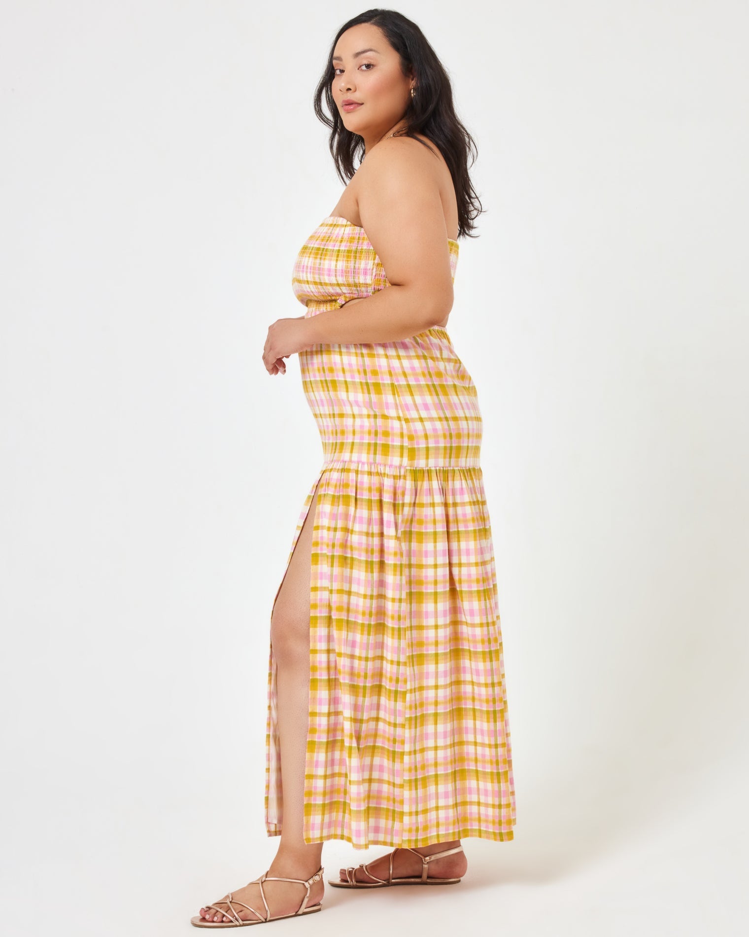 Tina Dress Shes All Plaid | Model: Bianca (size: XL)