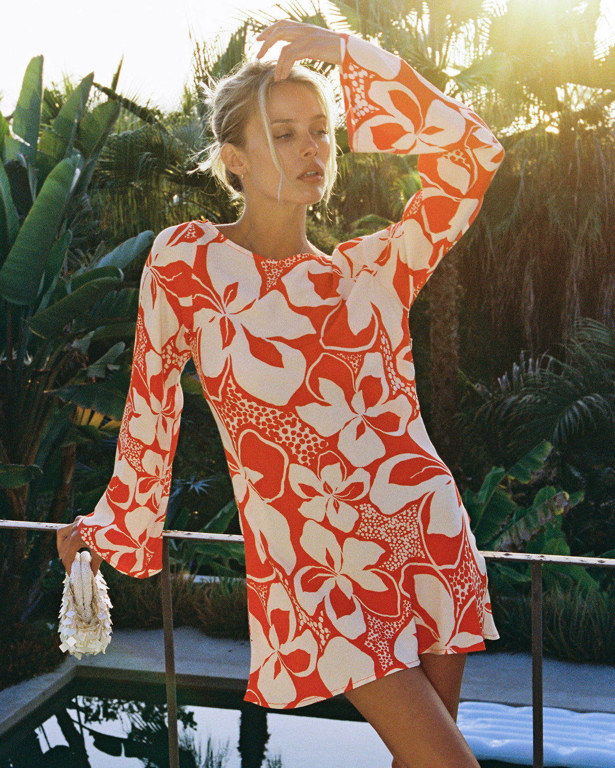All I Need Mini - Hibiscus Bloom Hibiscus Bloom | Badge:Preorder_#B2AC88_#ffffff' red and white floral mini dress
