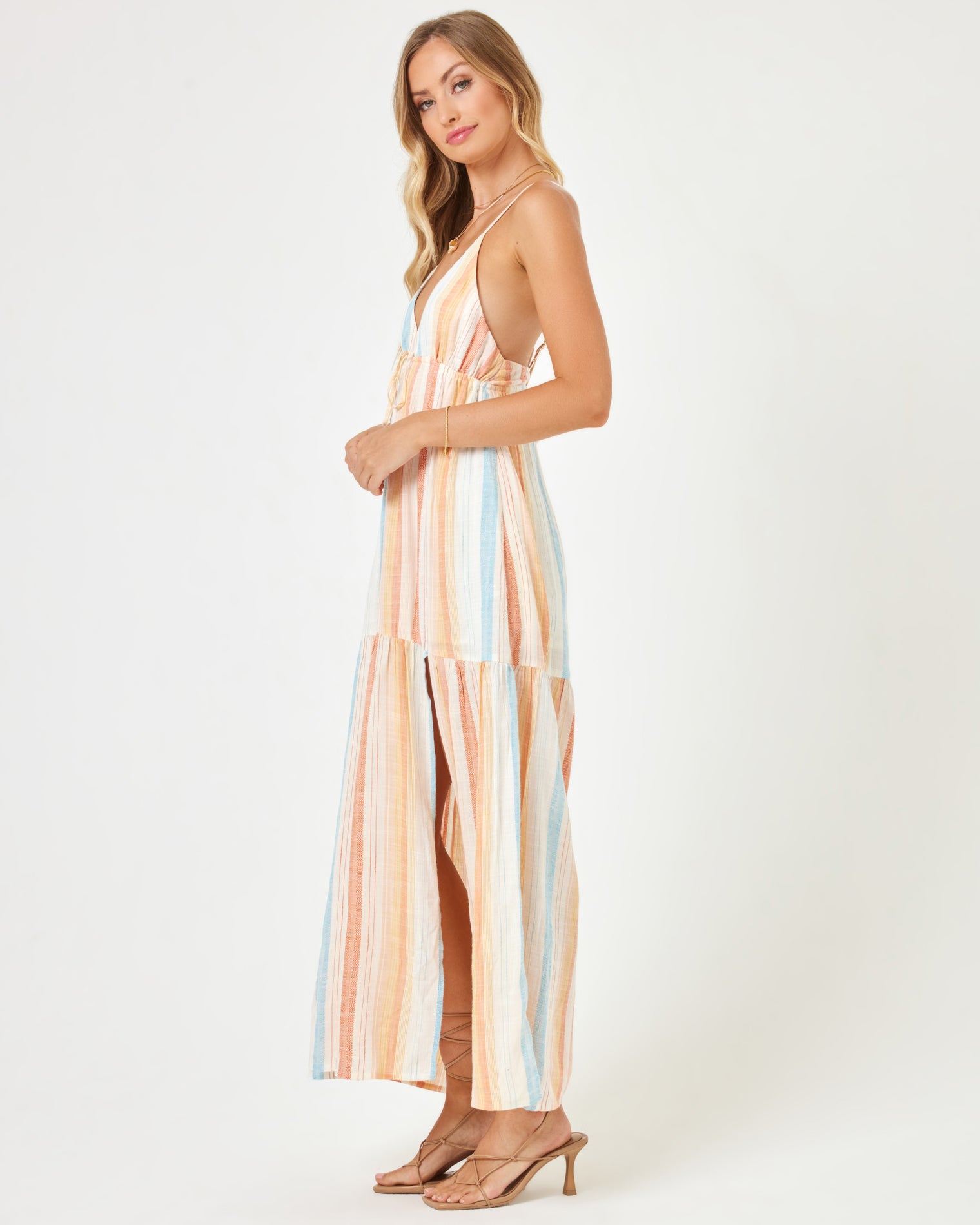 Printed Victoria Dress - Sunset Skies Stripe Sunset Skies Stripe | Model: Taylor (size: S)