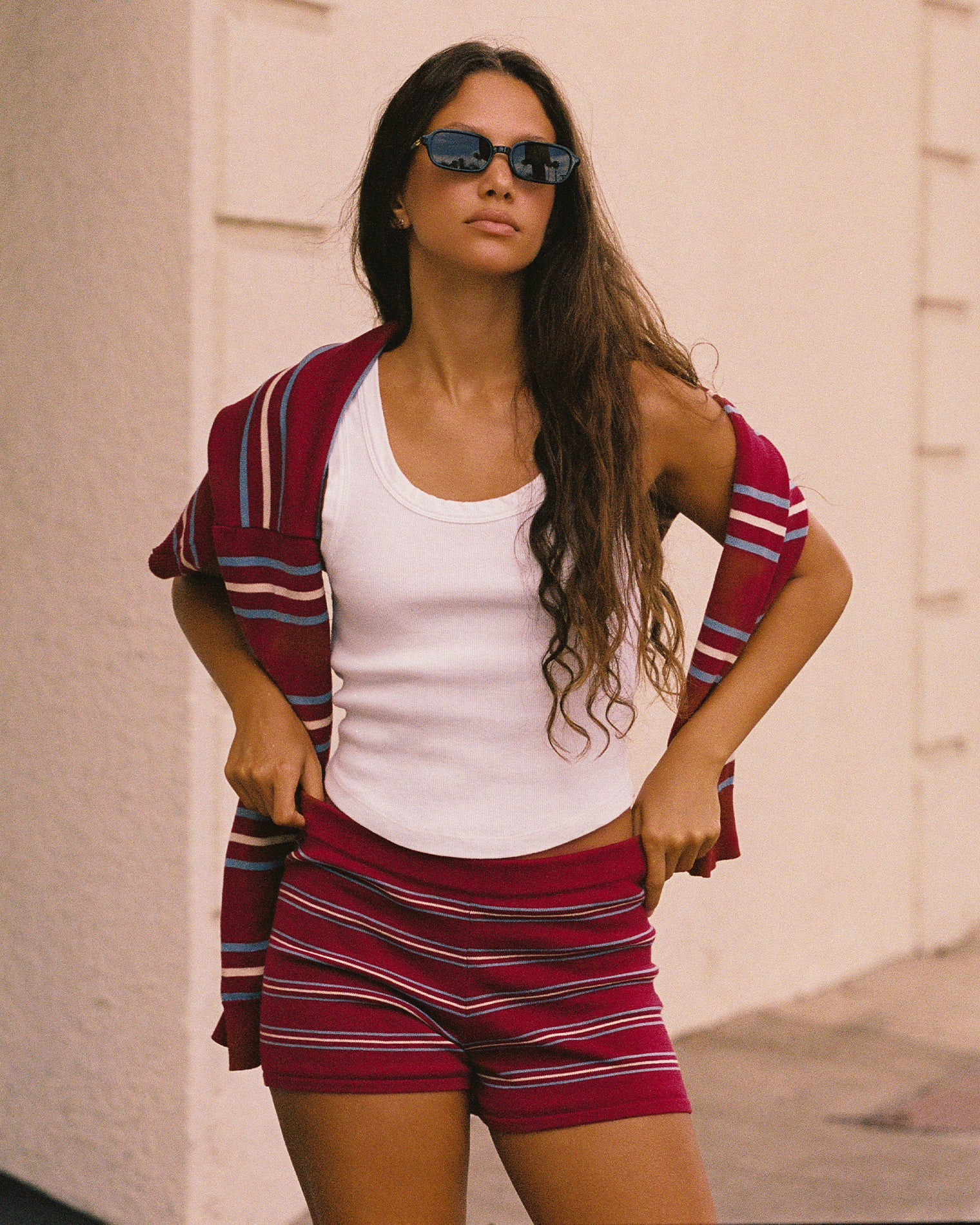 Dalton Short - Berry Wine Stripe Berry Wine Stripe | Badge:New Arrival_#B2AC88_#ffffff'

LSPACE Dalton short in berry wine stripe, lifestyle view on model.