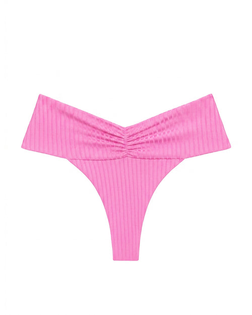 LSPACE Bardot bikini bottom in Sweetheart, off-model flat lay.