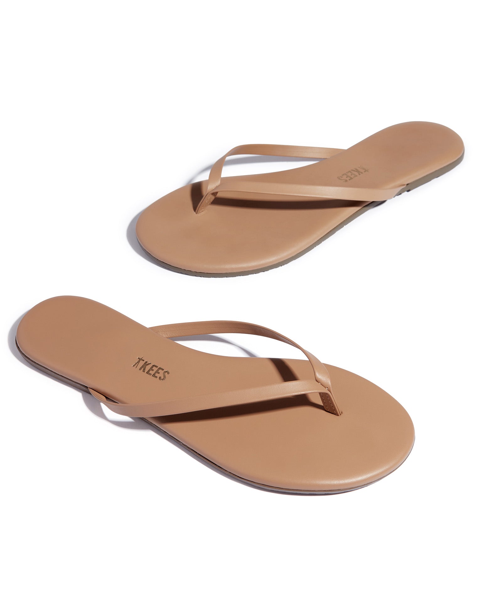 TKEES Foundations Matte Sandals - Cocobutter Off-model angled view of the TKEES Foundations Matte Sandals in cocobutter.