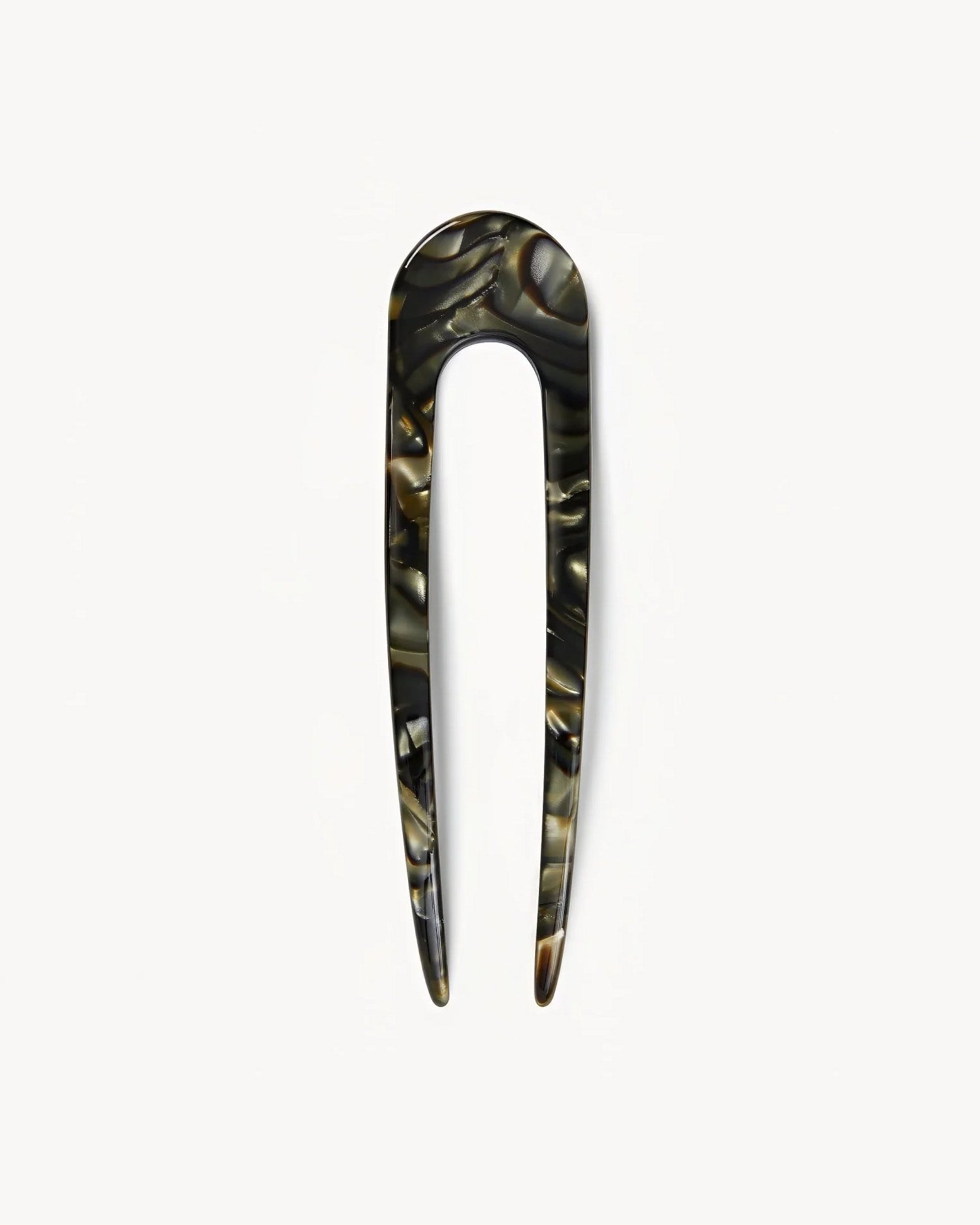 Machete French Hair Pin - Midnight Horn Off-model view of the midnight horn Machete French Hair Pin.