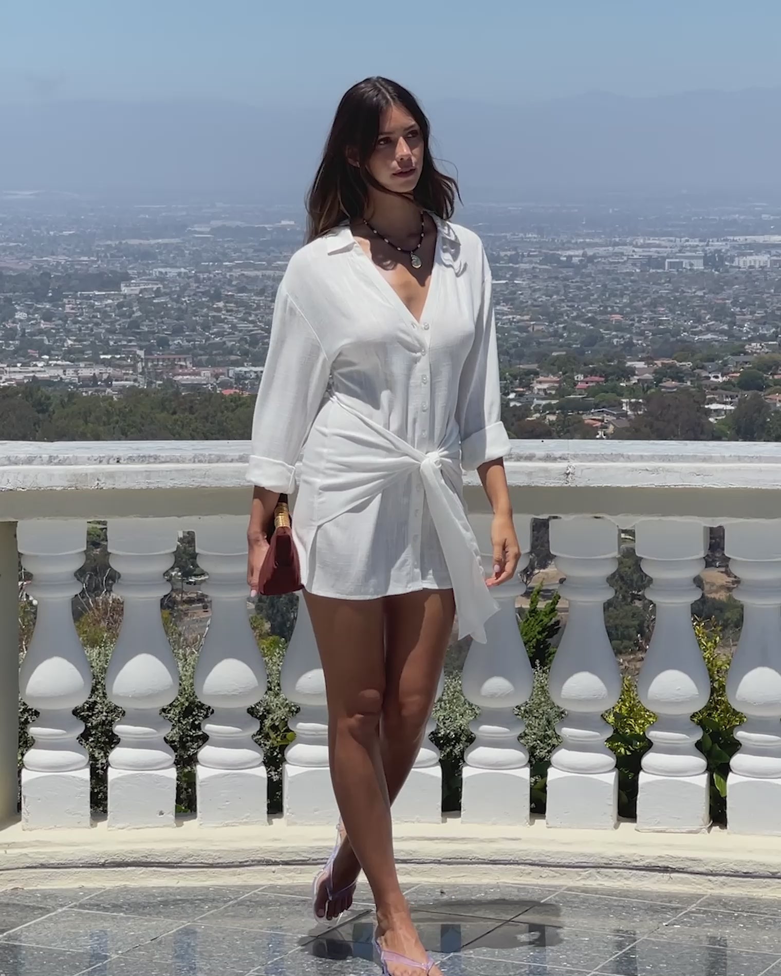 Vera Mini - Cream Model wearing the Vera Mini in Cream.