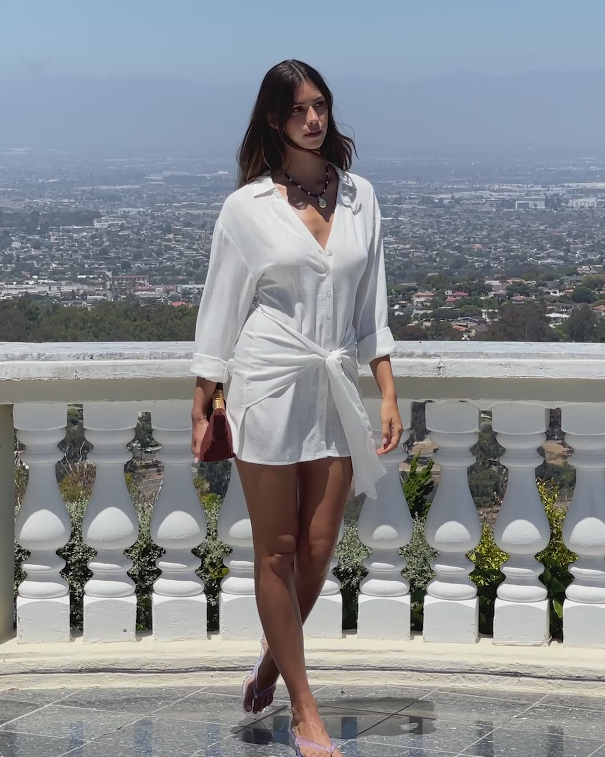 Vera Mini - Cream Model wearing the Vera Mini in Cream.