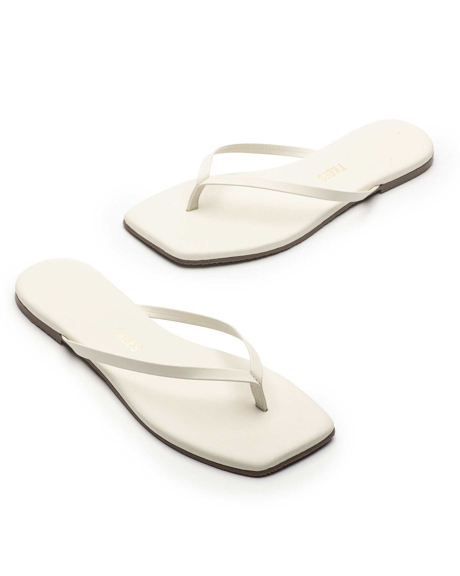TKEES Square Toe Lily Sandals - Cream Off-model angled view of the TKEES Square Toe Lily Sandals in cream.