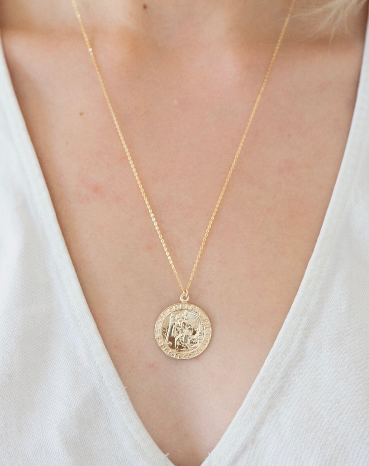 Set & Stones Saint Christopher Necklace 14k Gold Filled