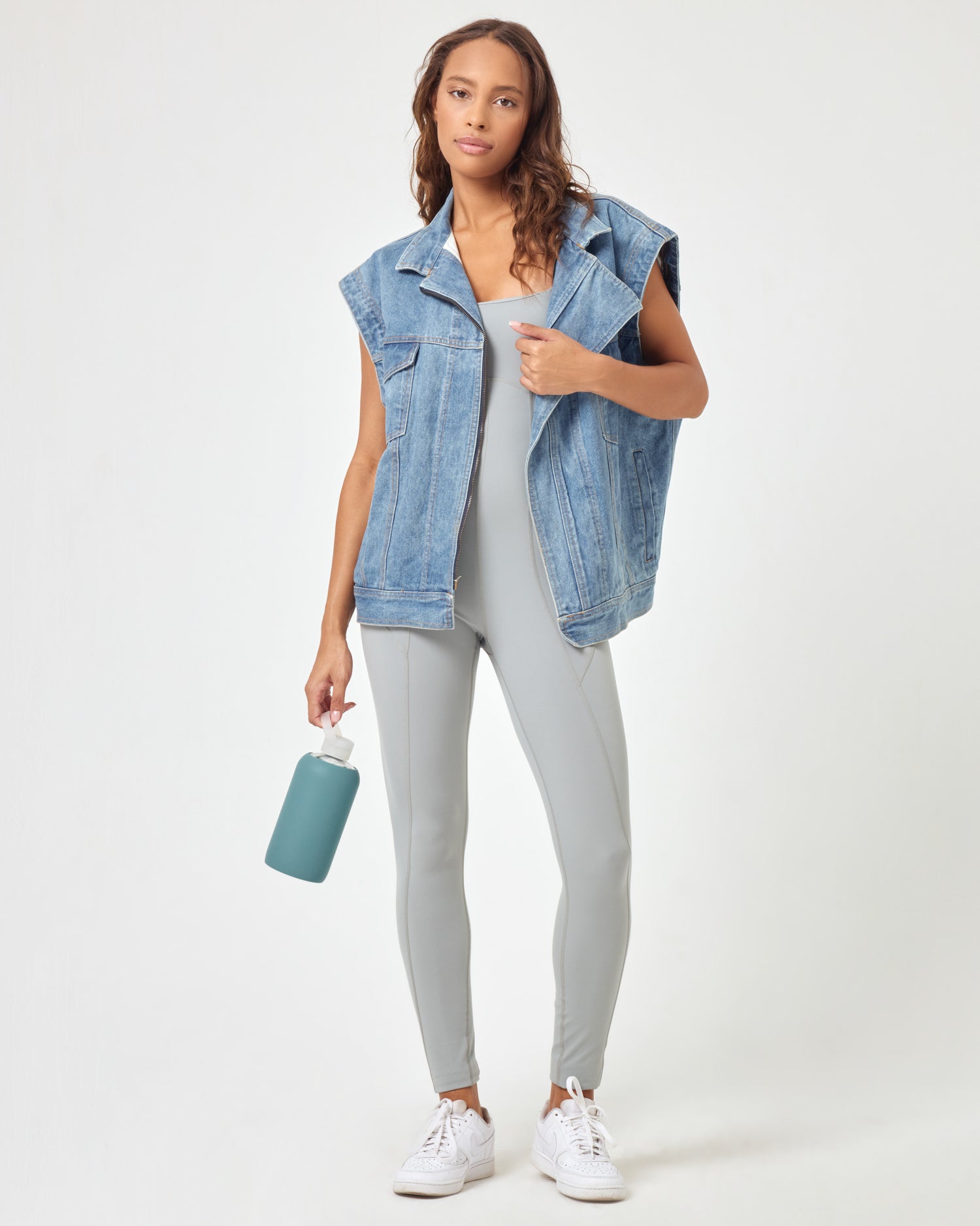Go The Distance Jumpsuit Sage | Model: Natalie (size: S)