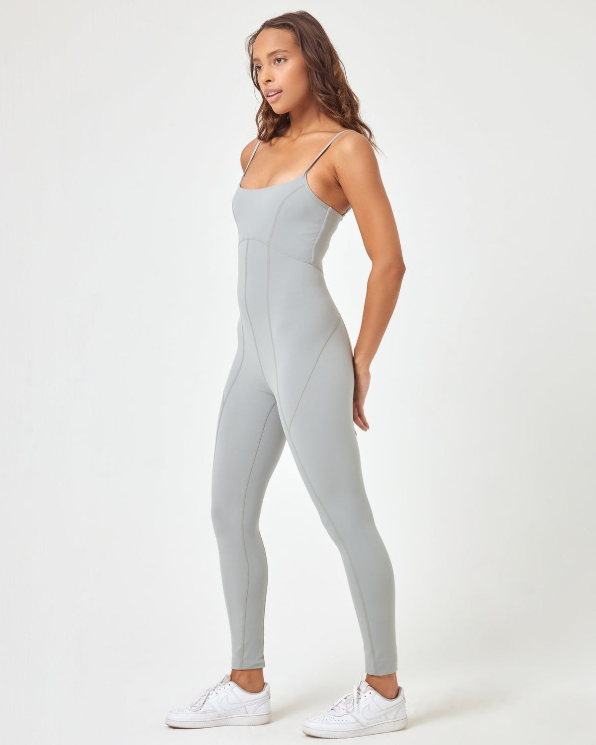Go The Distance Jumpsuit Sage | Model: Natalie (size: S)