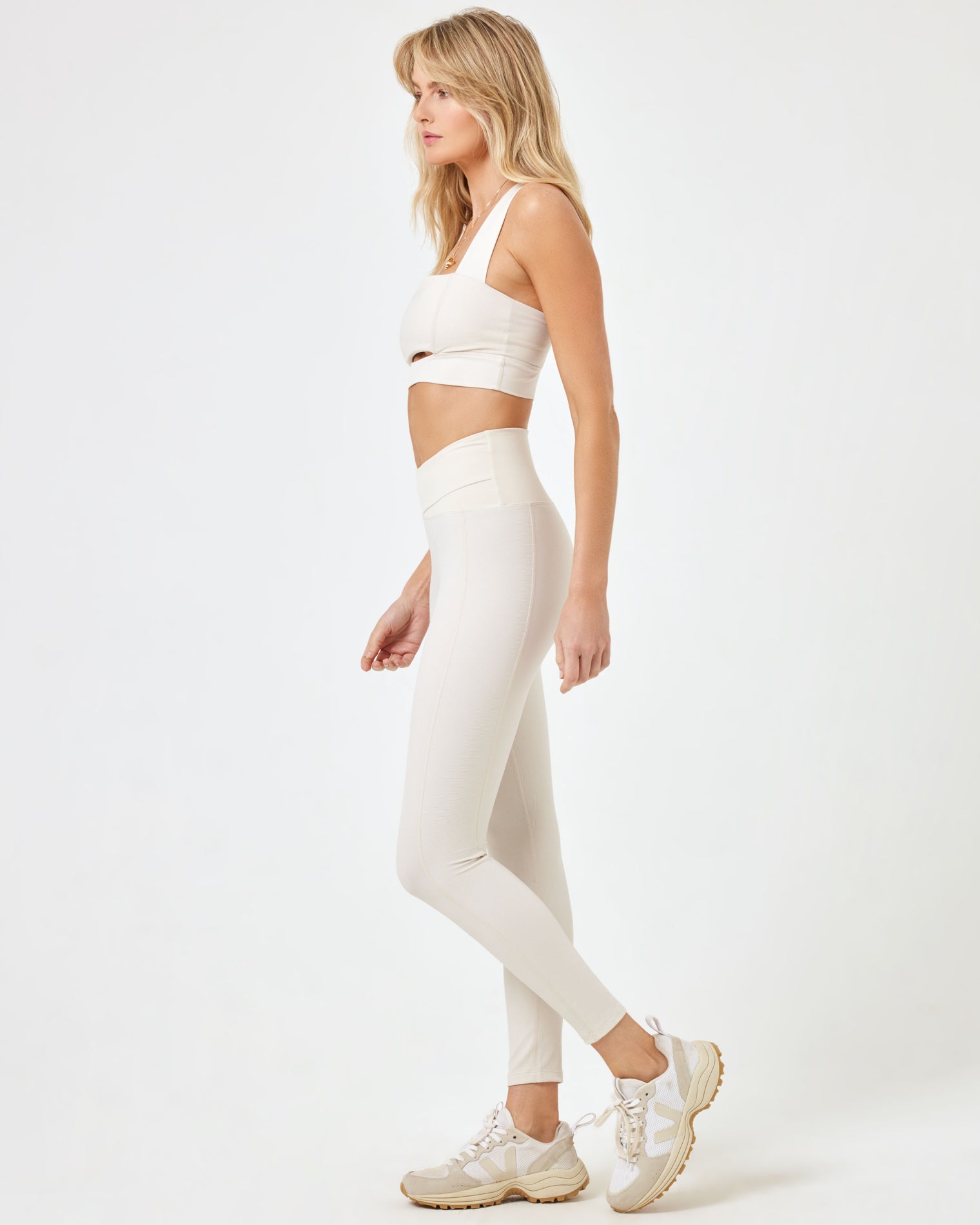 Ribbed Seamless High Waisted Leggings - Sand Beige - Boutique 23
