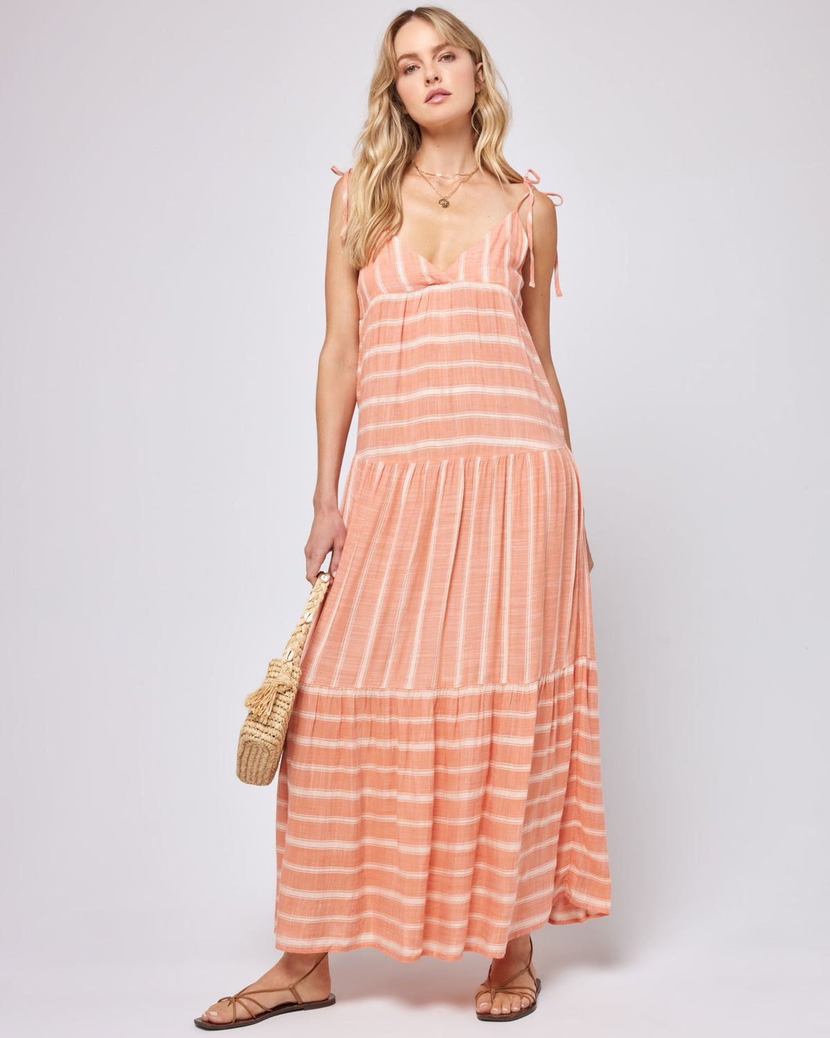 Ava Dress Poolside Stripe Clay | Model: Lura (size: S)