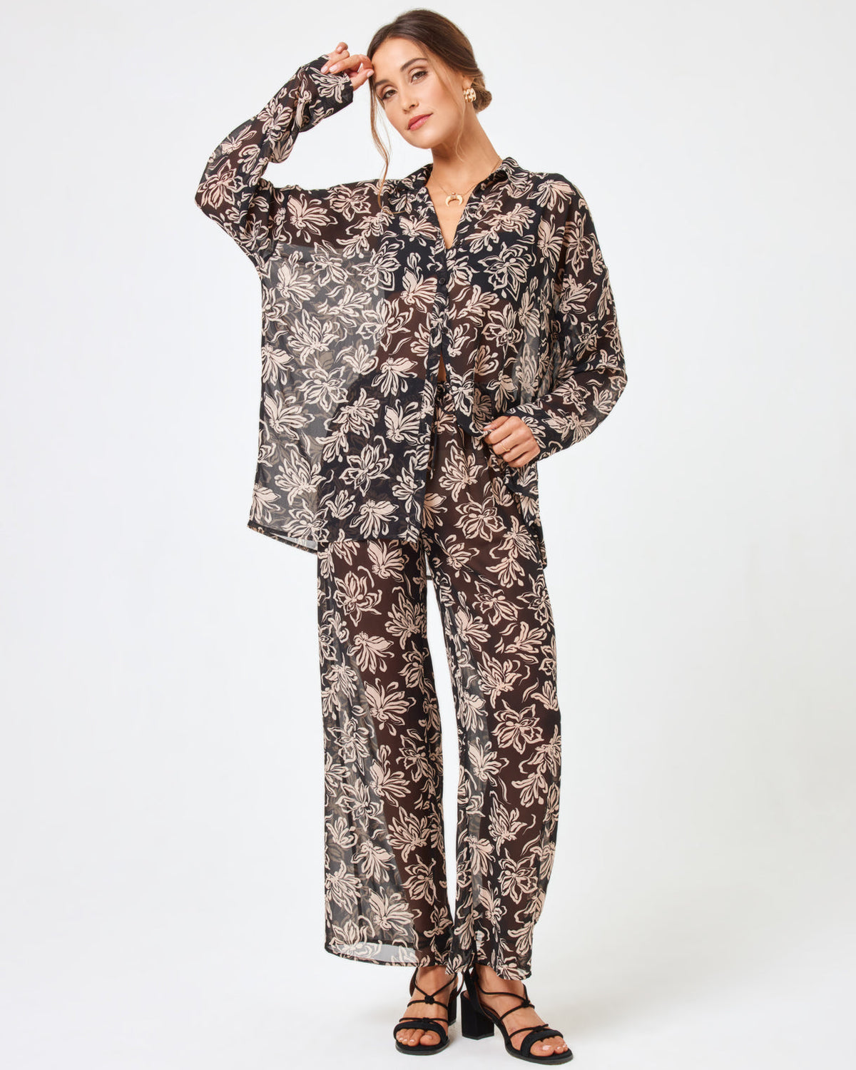 Printed Catalina Pant Mystic Magnolia | Model: Anna (size: S)
