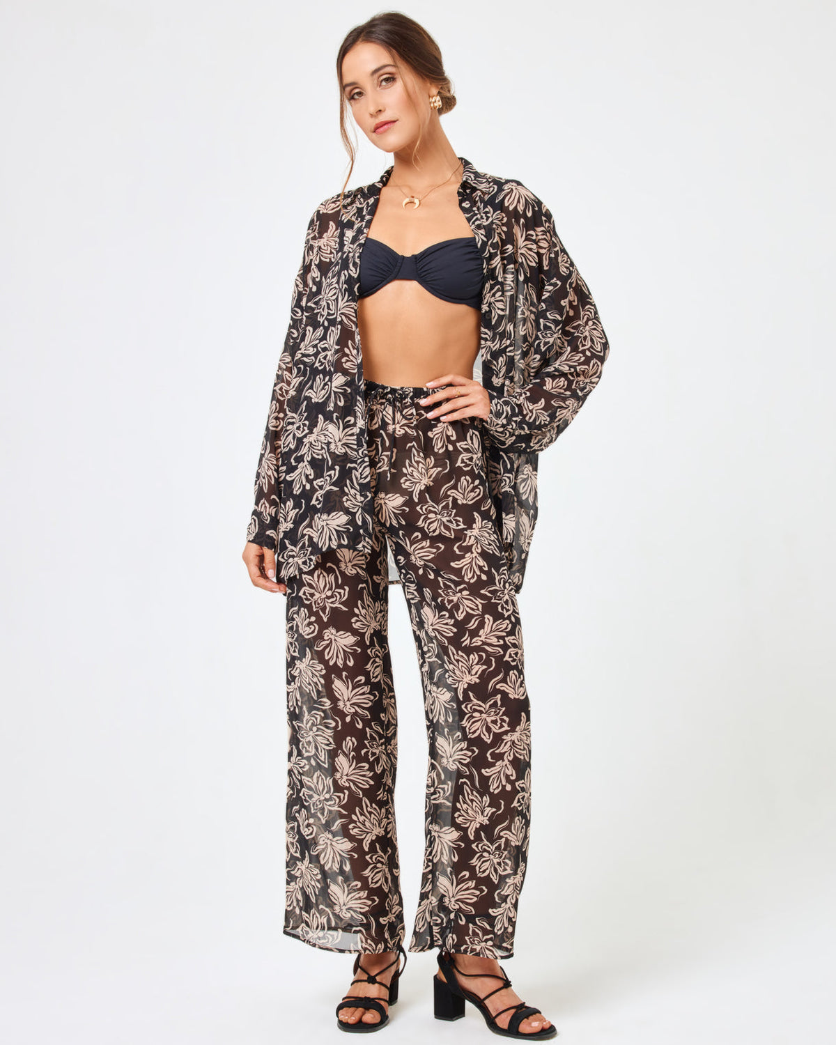 Printed Catalina Pant Mystic Magnolia | Model: Anna (size: S)