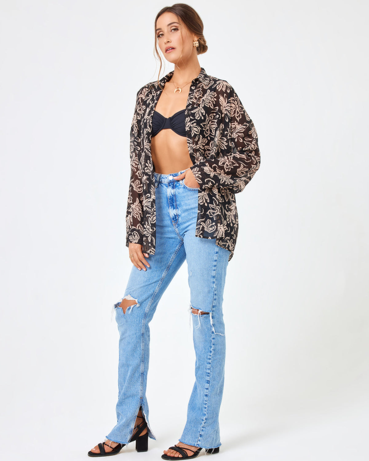 Printed Catalina Top Mystic Magnolia | Model: Anna (size: S)