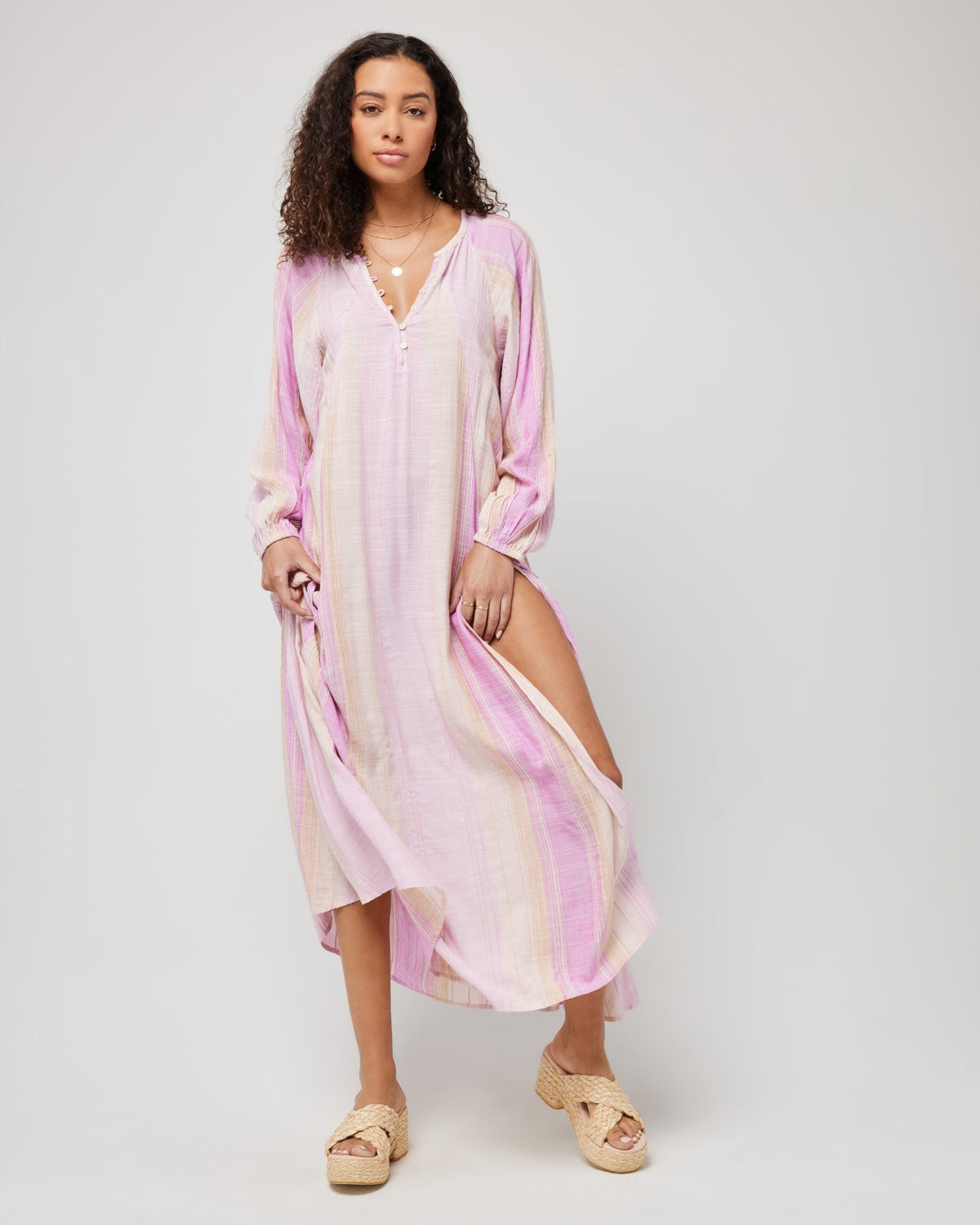 Cassia Dress Ravello Stripe Dusk | Model: Blaine (size: S)