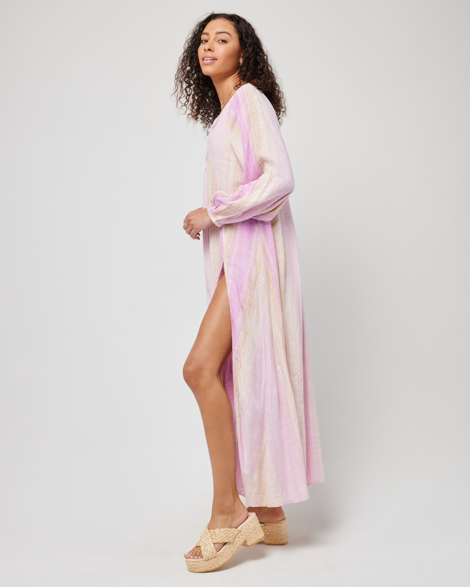 Cassia Dress Ravello Stripe Dusk | Model: Blaine (size: S)
