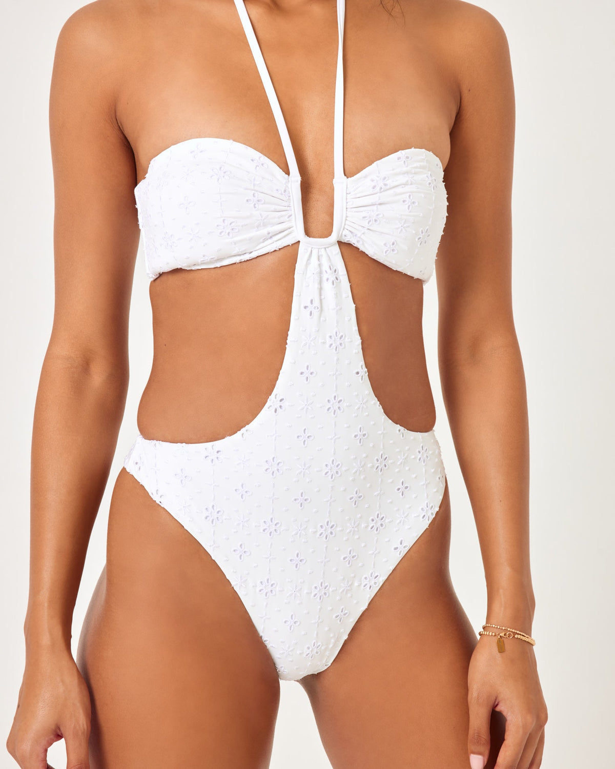 Eyelet Marina One Piece Swimsuit White | Model: Natalie (size: S)
