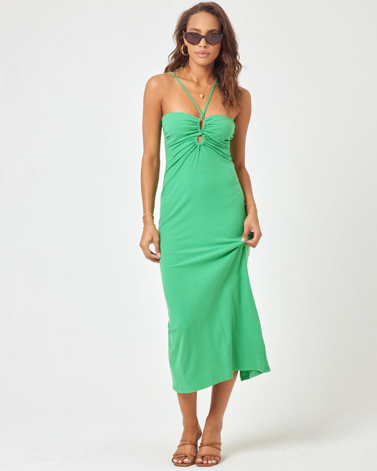 Ribbed Ellery Dress Monstera | Model: Natalie (size: S)